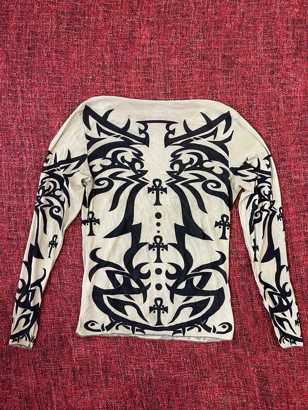 Vintage Vintage 90s JPG style tribal tattoo mesh longsleeve Size M / US 6-8 / IT 42-44 - 4 Thumbnail