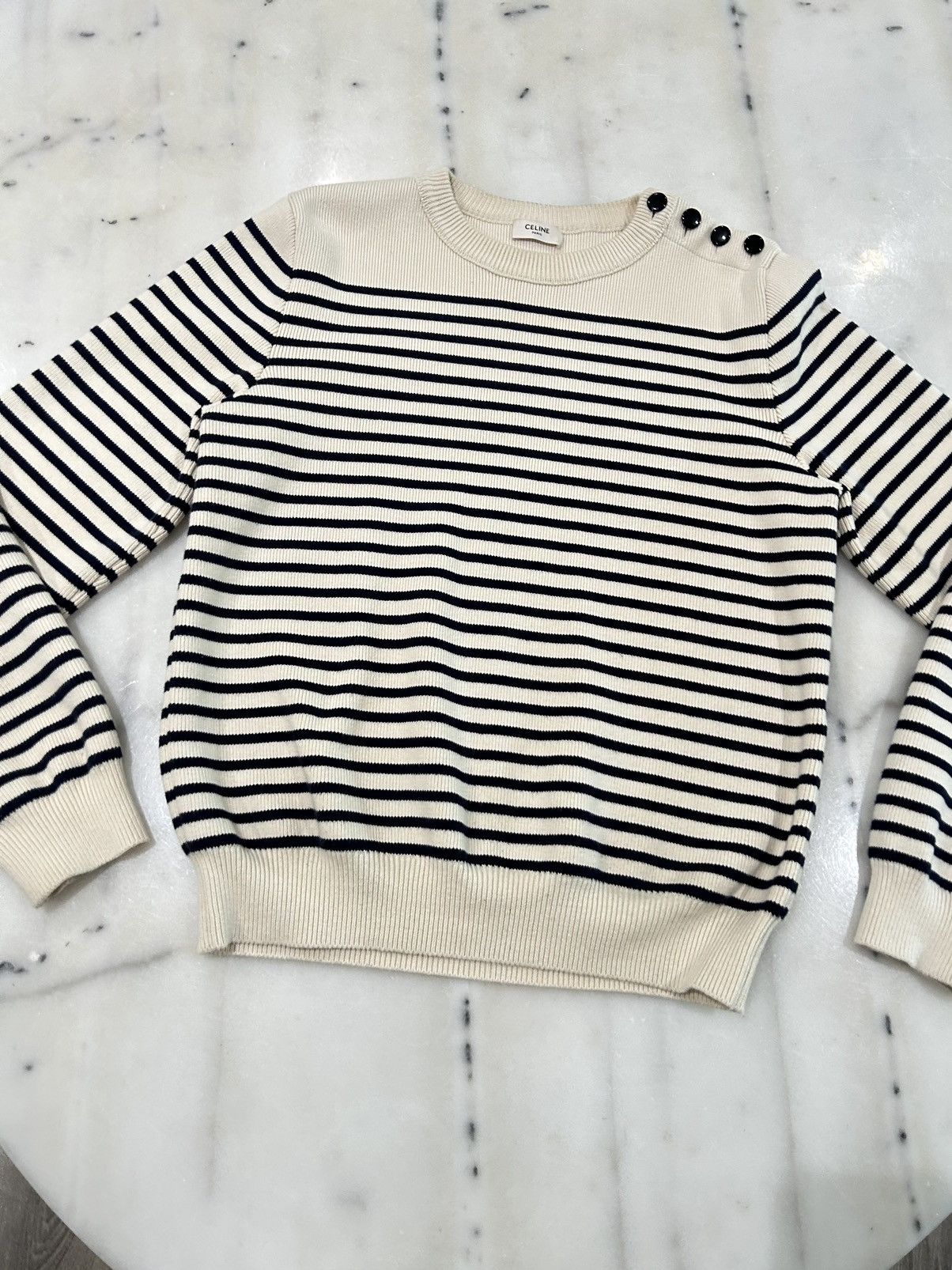 Celine Celine Cotton Mariniere Sweater w/ Buttons | Grailed