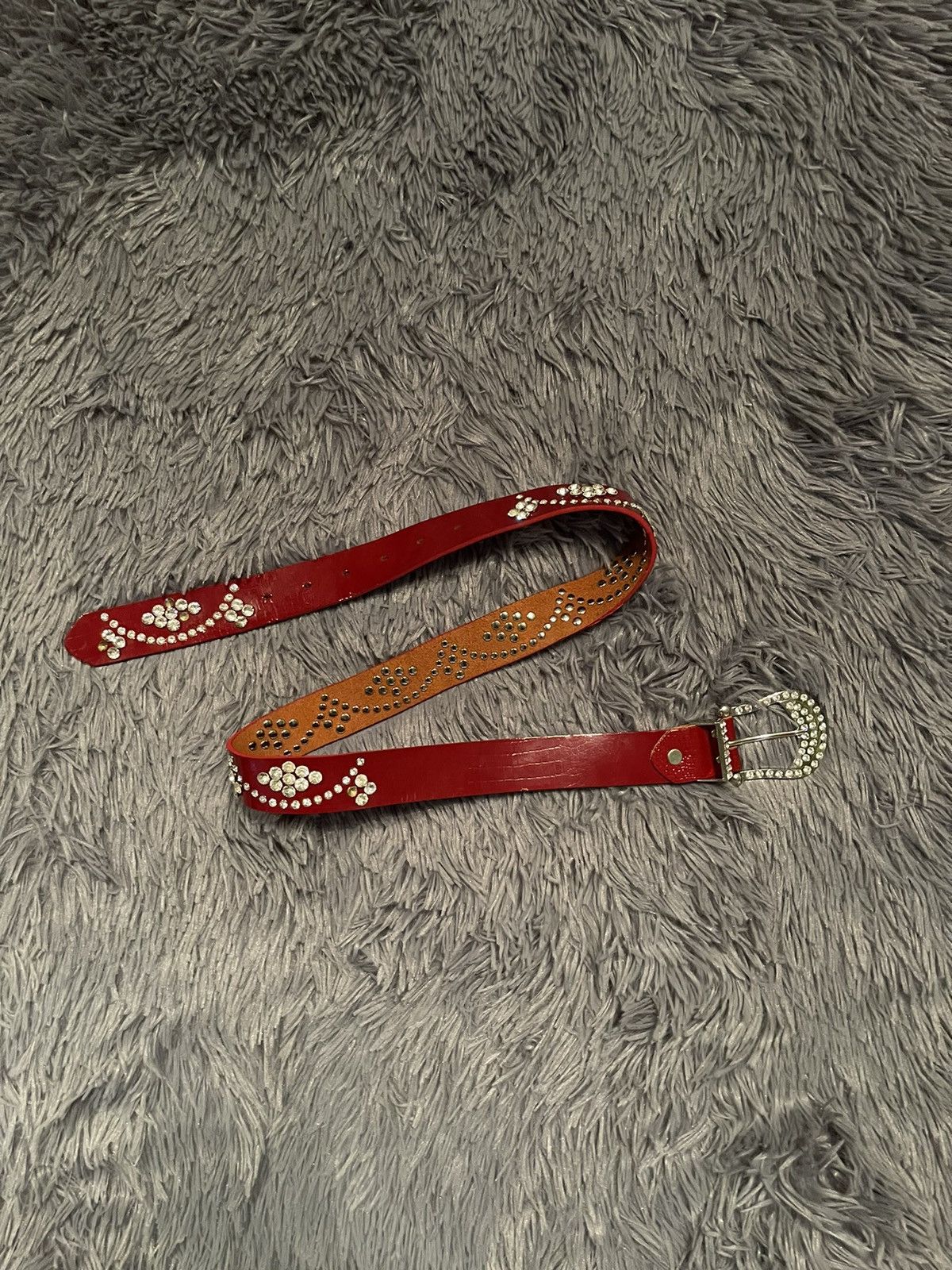 Cowboy Equipment × Vintage Y2K vintage avant garde real leather belt with gamestones Size 32 - 1 Thumbnail