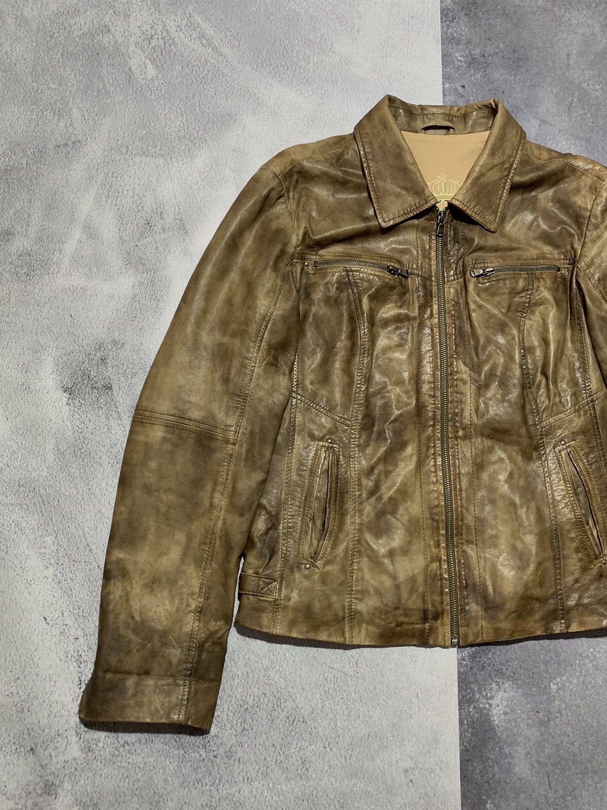 Leather × Vintage Vintage 90s Leather flight Jacket aviator style size L Size L / US 10 / IT 46 - 2 Thumbnail