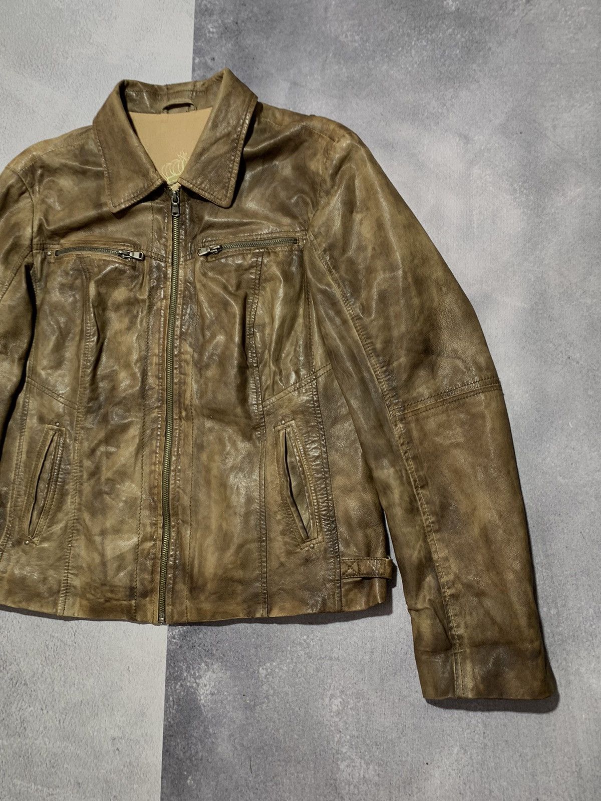 Leather × Vintage Vintage 90s Leather flight Jacket aviator style size L Size L / US 10 / IT 46 - 3 Thumbnail