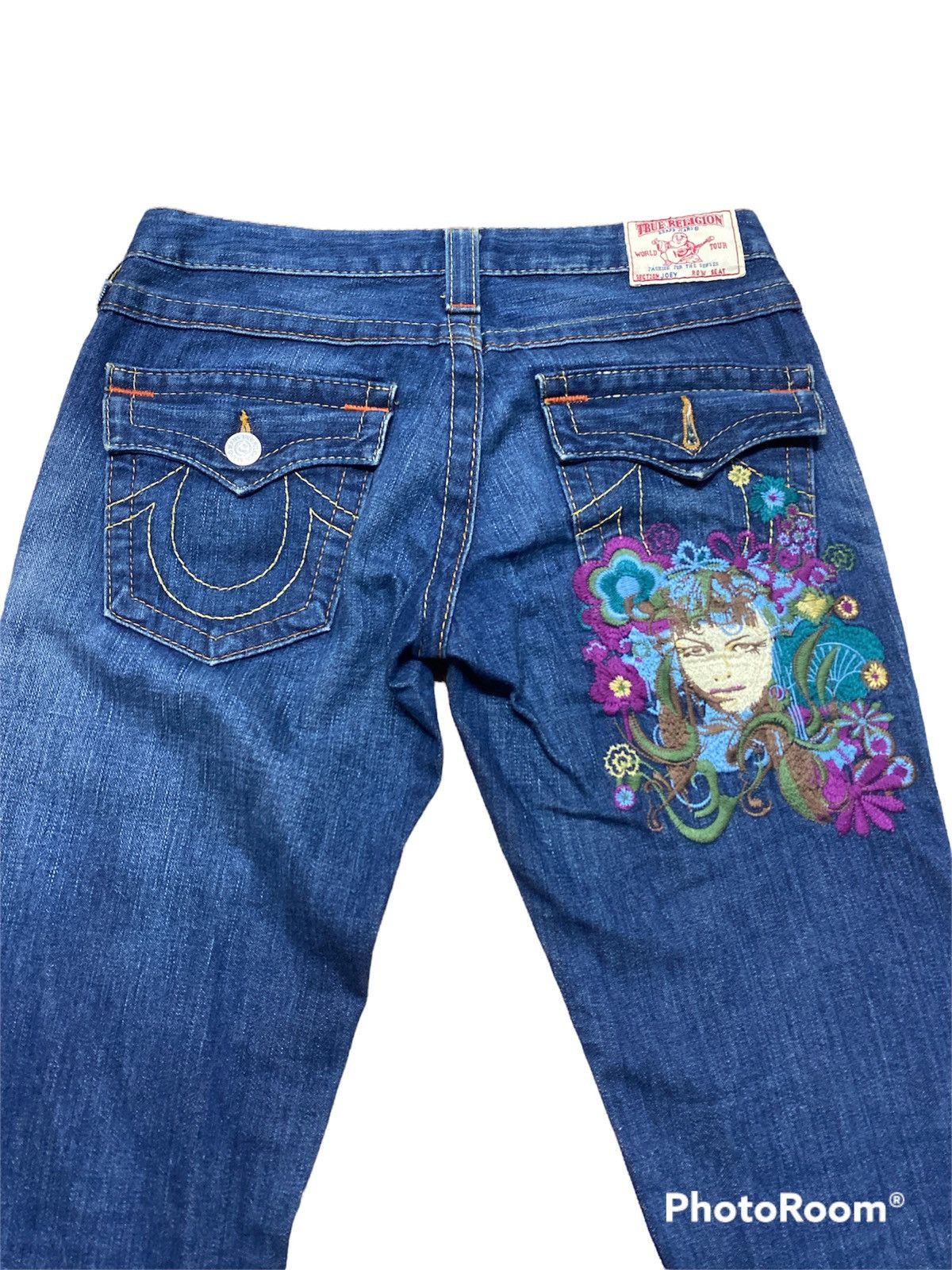 True Religion Super Flare Jeans True Religion Embroidery Design @316 Size US 27 - 2 Thumbnail