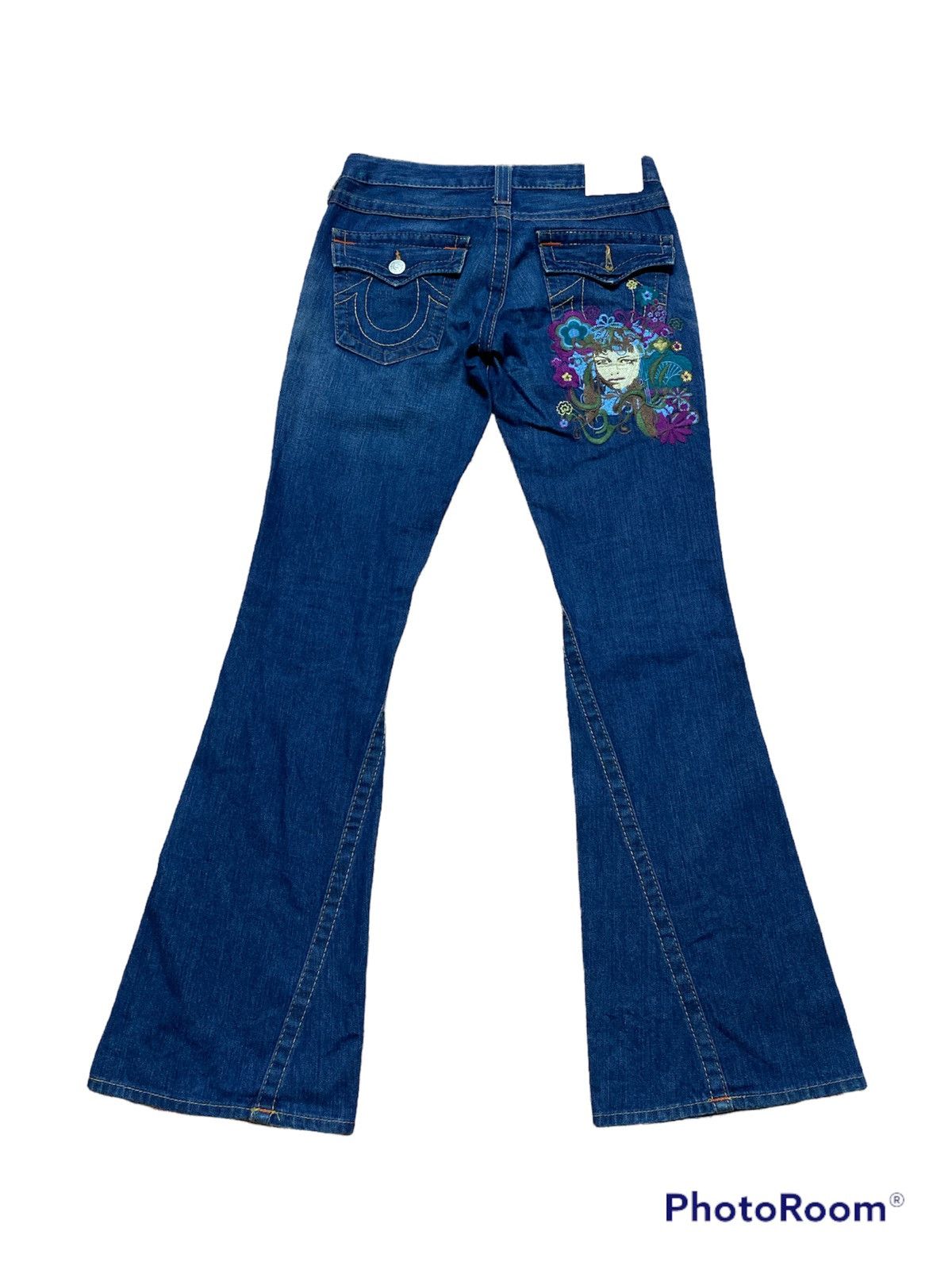 True Religion Super Flare Jeans True Religion Embroidery Design @316 Size US 27 - 1 Thumbnail