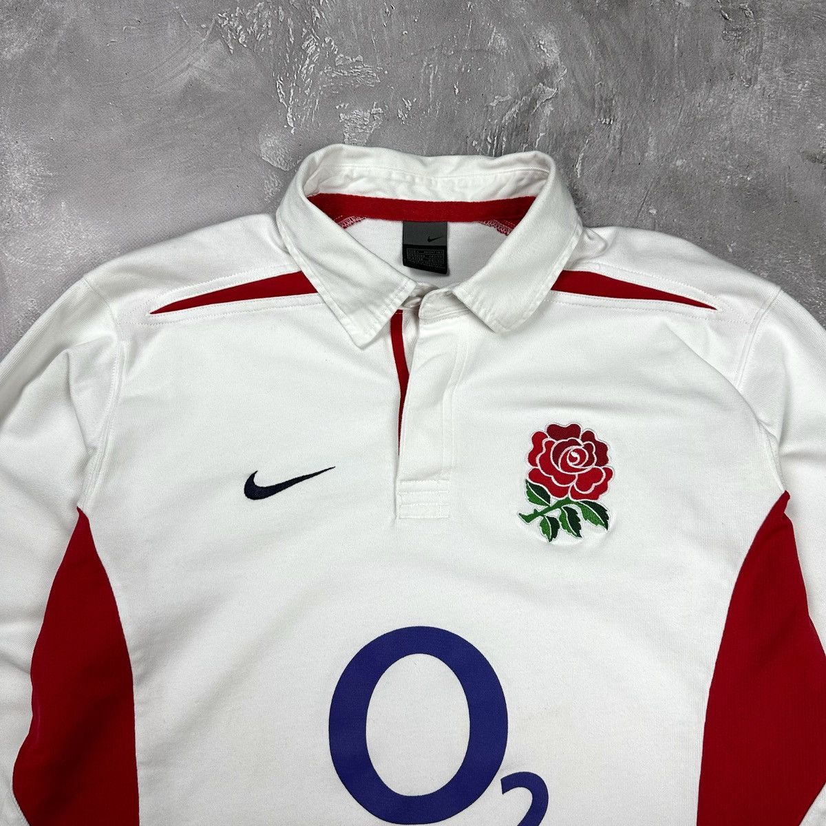 Vintage NIKE O2 England Long Sleeve Rugby Jersey Shirt Sz L