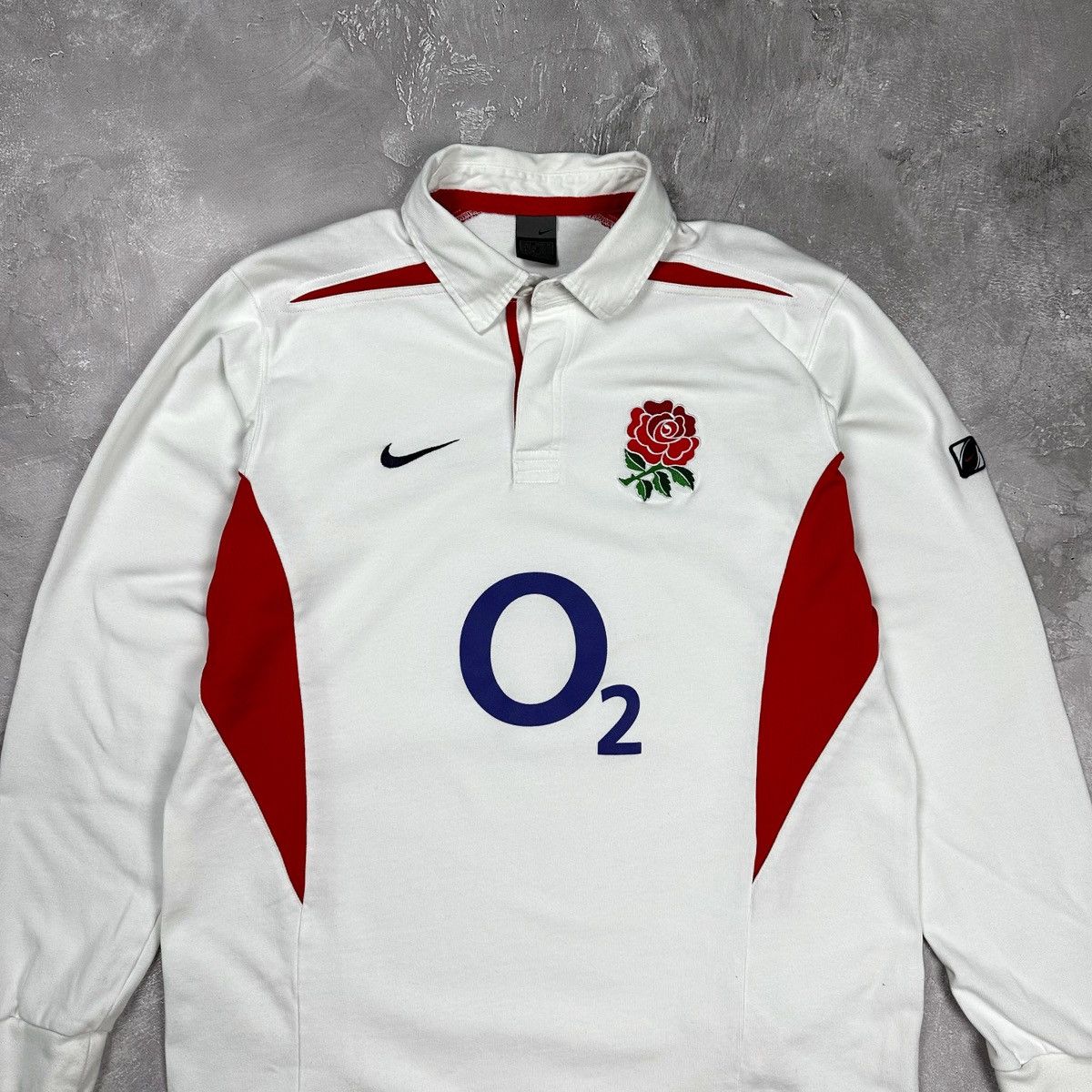 Vintage NIKE O2 England Long Sleeve Rugby Jersey Shirt Sz L