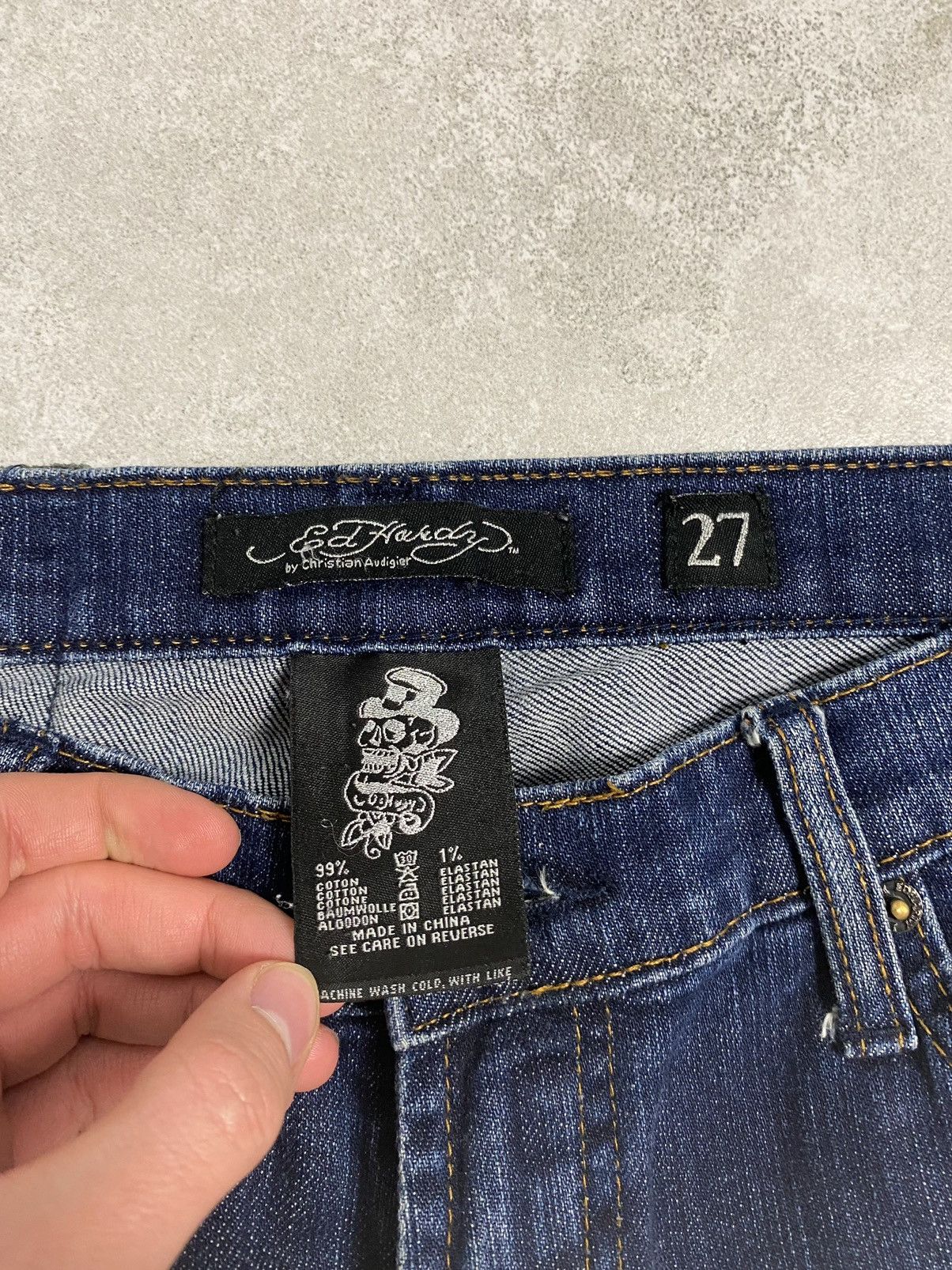 Ed Hardy Ed Hardy By Christian Audigier Drip Y2K Tiger Denim Pants Size US 27 - 6 Thumbnail