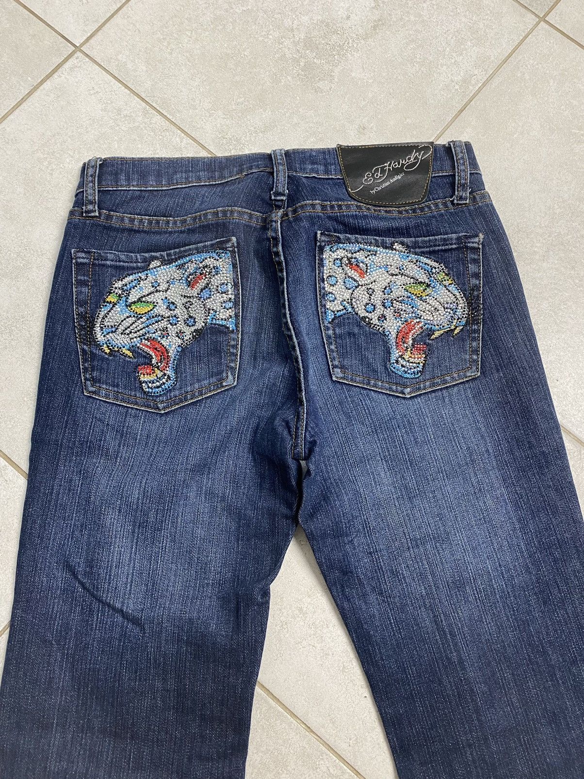 Ed Hardy Ed Hardy By Christian Audigier Drip Y2K Tiger Denim Pants Size US 27 - 2 Thumbnail