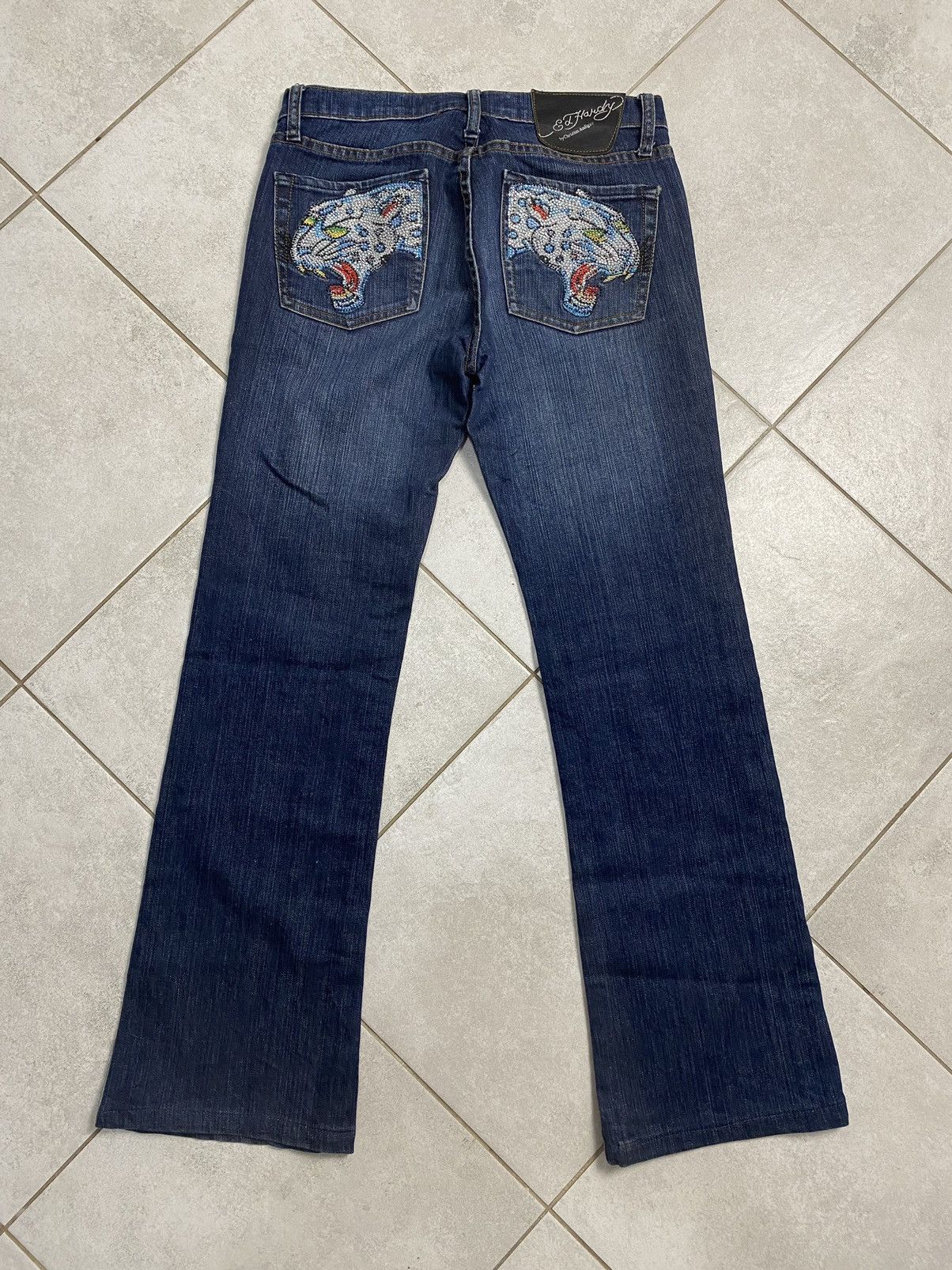 Ed Hardy Ed Hardy By Christian Audigier Drip Y2K Tiger Denim Pants Size US 27 - 1 Thumbnail
