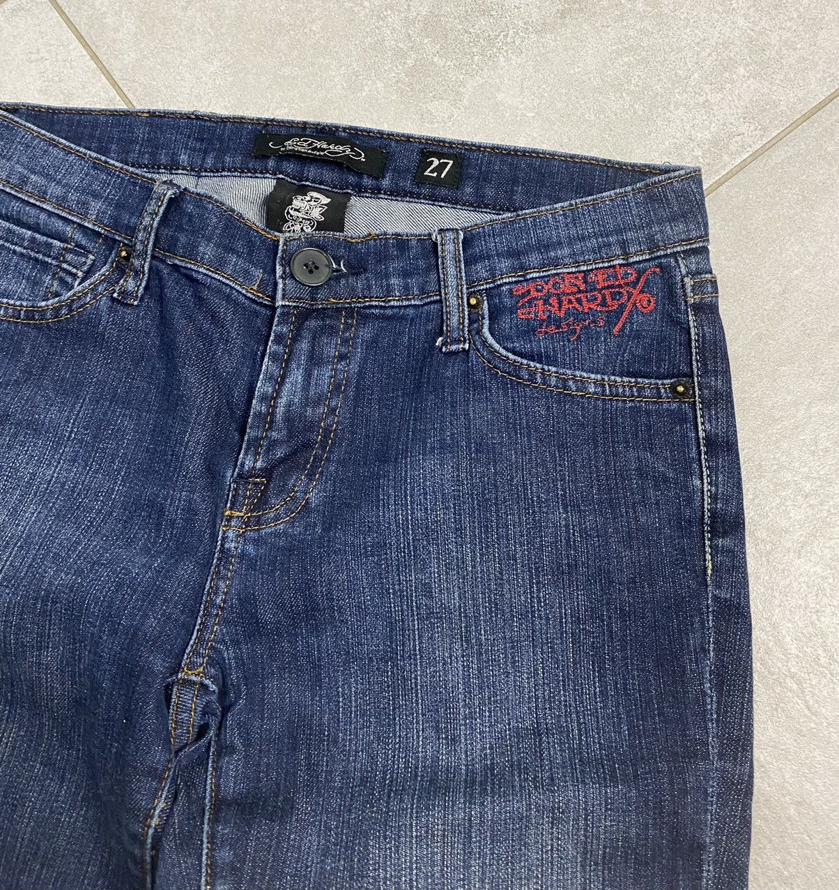 Ed Hardy Ed Hardy By Christian Audigier Drip Y2K Tiger Denim Pants Size US 27 - 4 Thumbnail