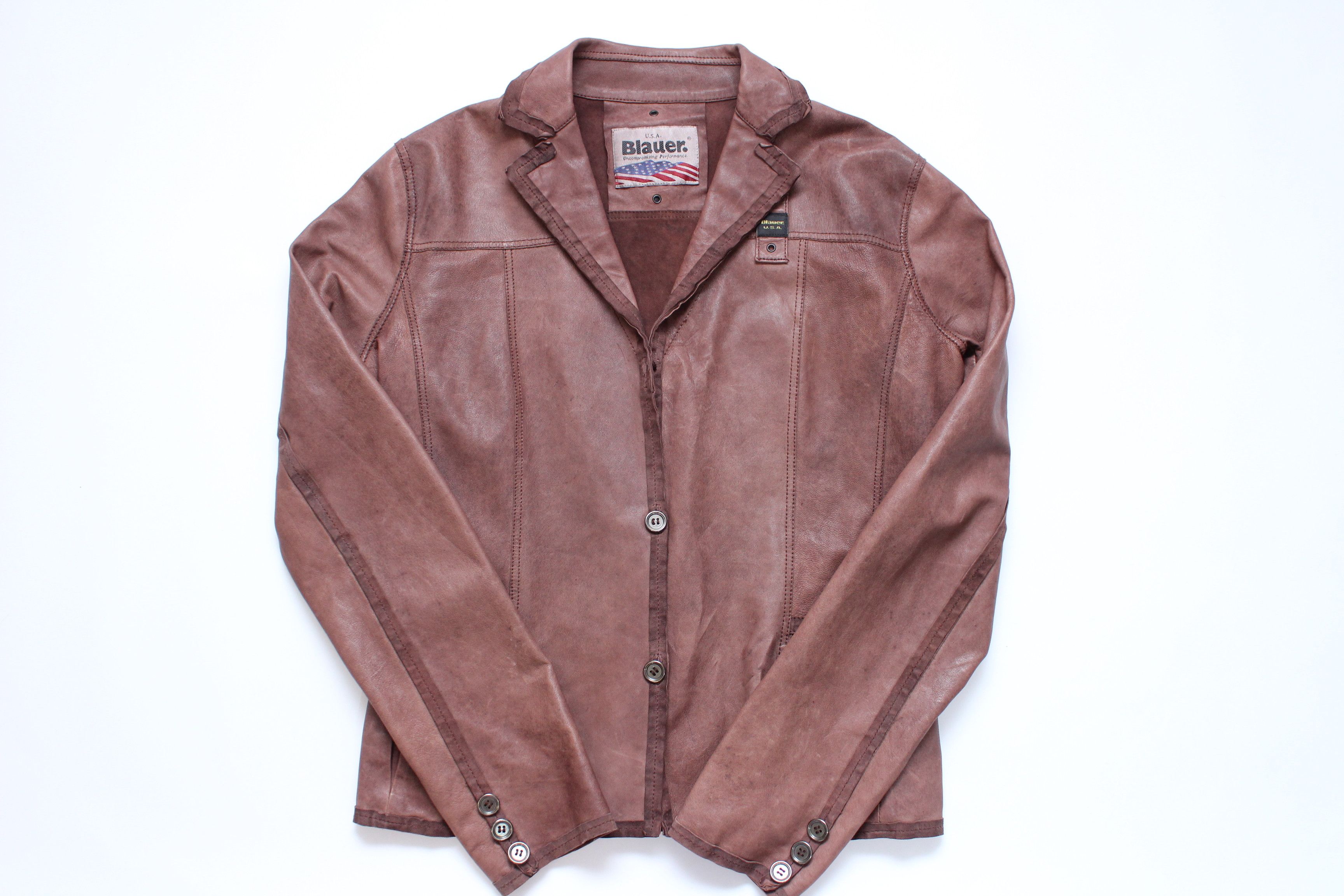 Leather Blauer USA Leather Jacket Size L Vintage Hype Streetwear Size L / US 10 / IT 46 - 4 Thumbnail