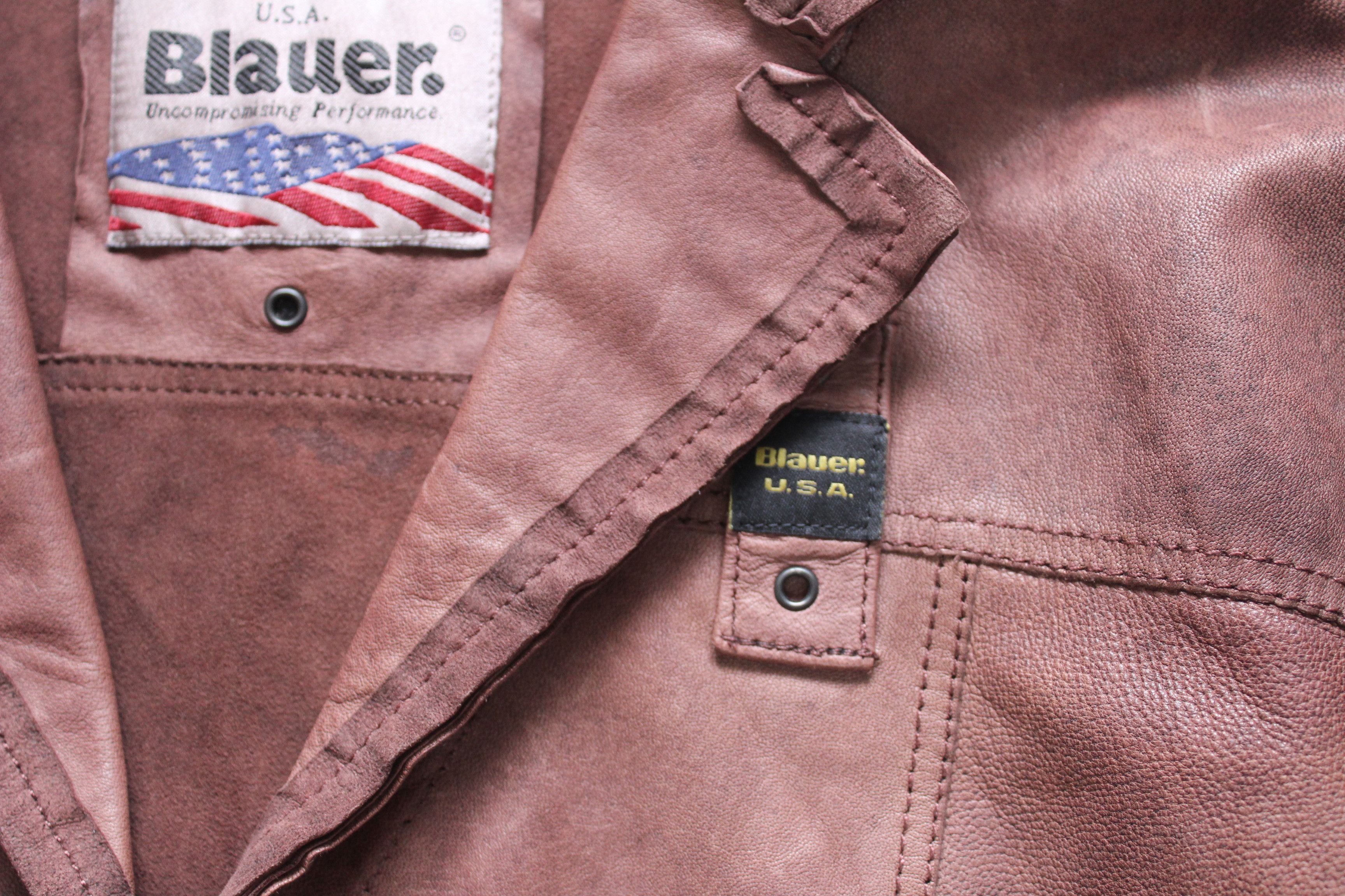 Leather Blauer USA Leather Jacket Size L Vintage Hype Streetwear Size L / US 10 / IT 46 - 13 Thumbnail