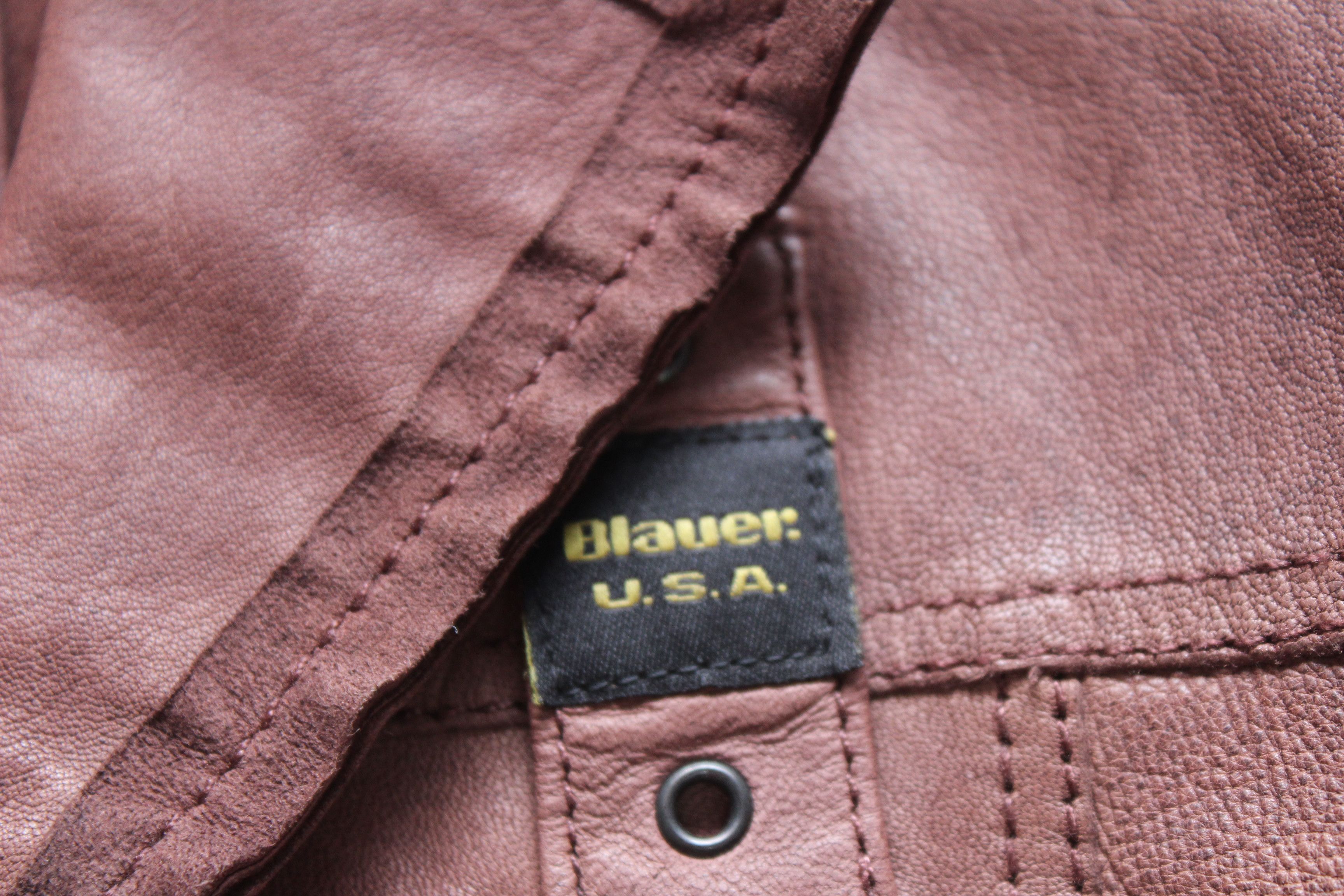 Leather Blauer USA Leather Jacket Size L Vintage Hype Streetwear Size L / US 10 / IT 46 - 12 Thumbnail