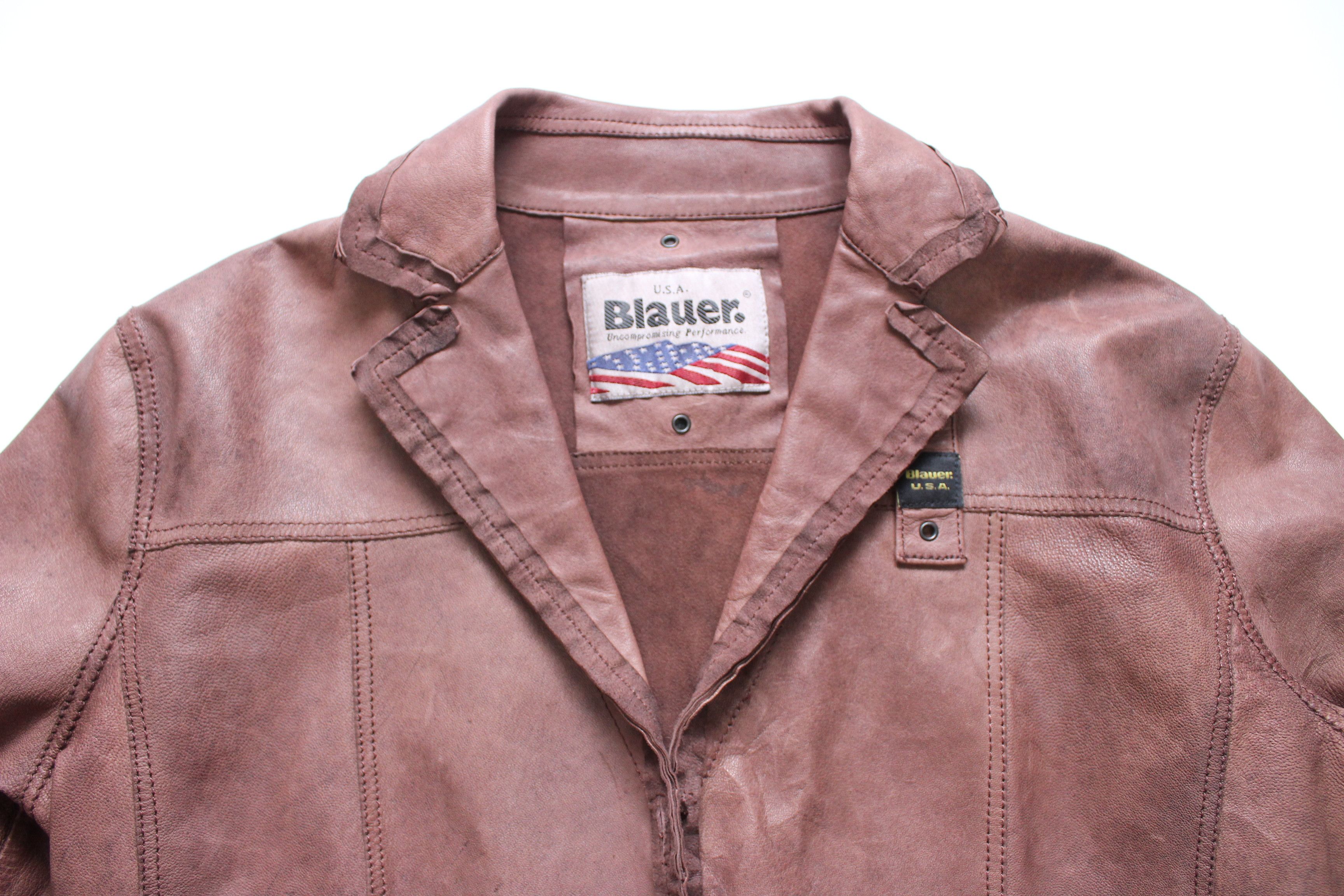 Leather Blauer USA Leather Jacket Size L Vintage Hype Streetwear Size L / US 10 / IT 46 - 14 Thumbnail