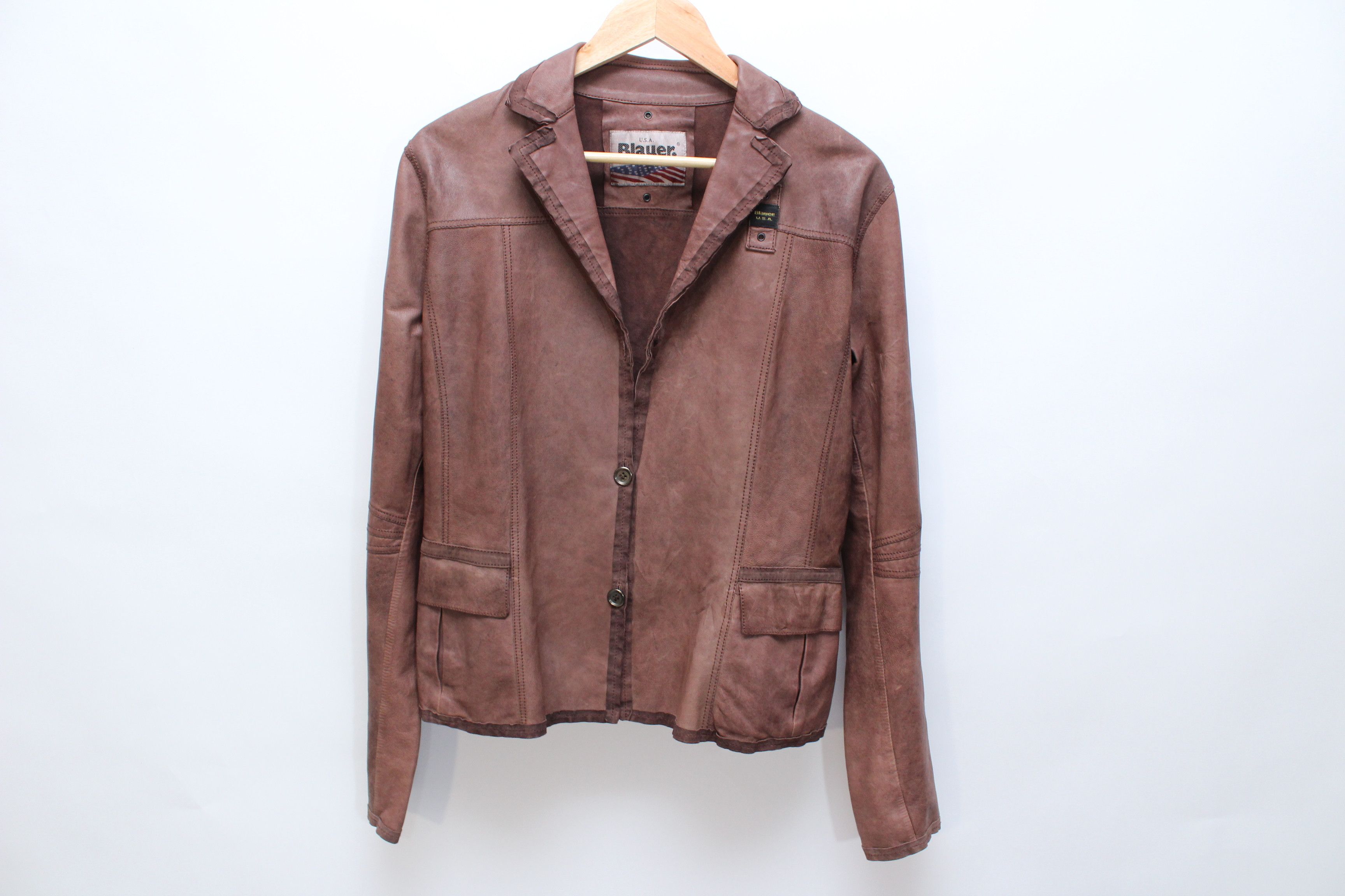 Leather Blauer USA Leather Jacket Size L Vintage Hype Streetwear Size L / US 10 / IT 46 - 1 Thumbnail