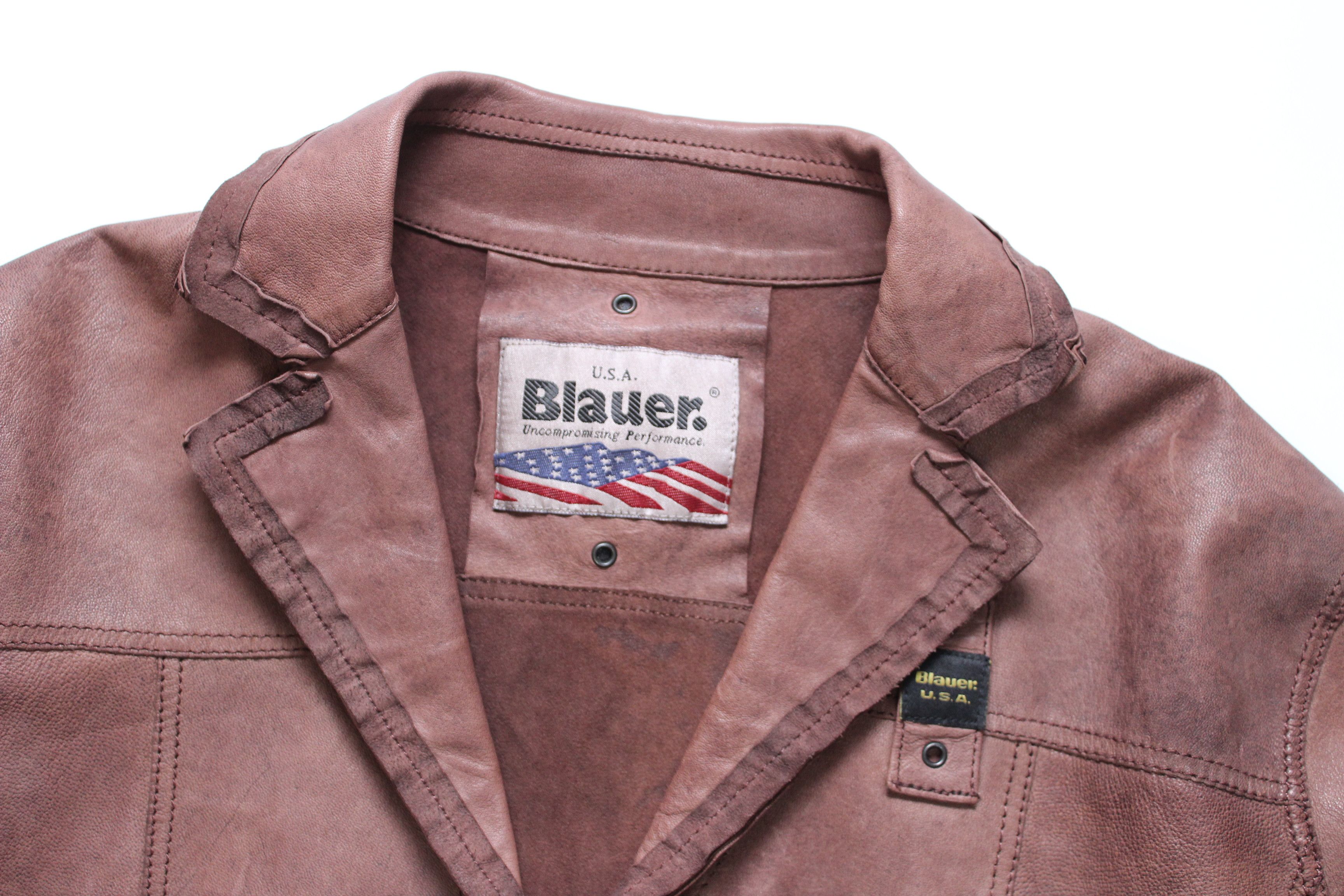 Leather Blauer USA Leather Jacket Size L Vintage Hype Streetwear Size L / US 10 / IT 46 - 9 Thumbnail