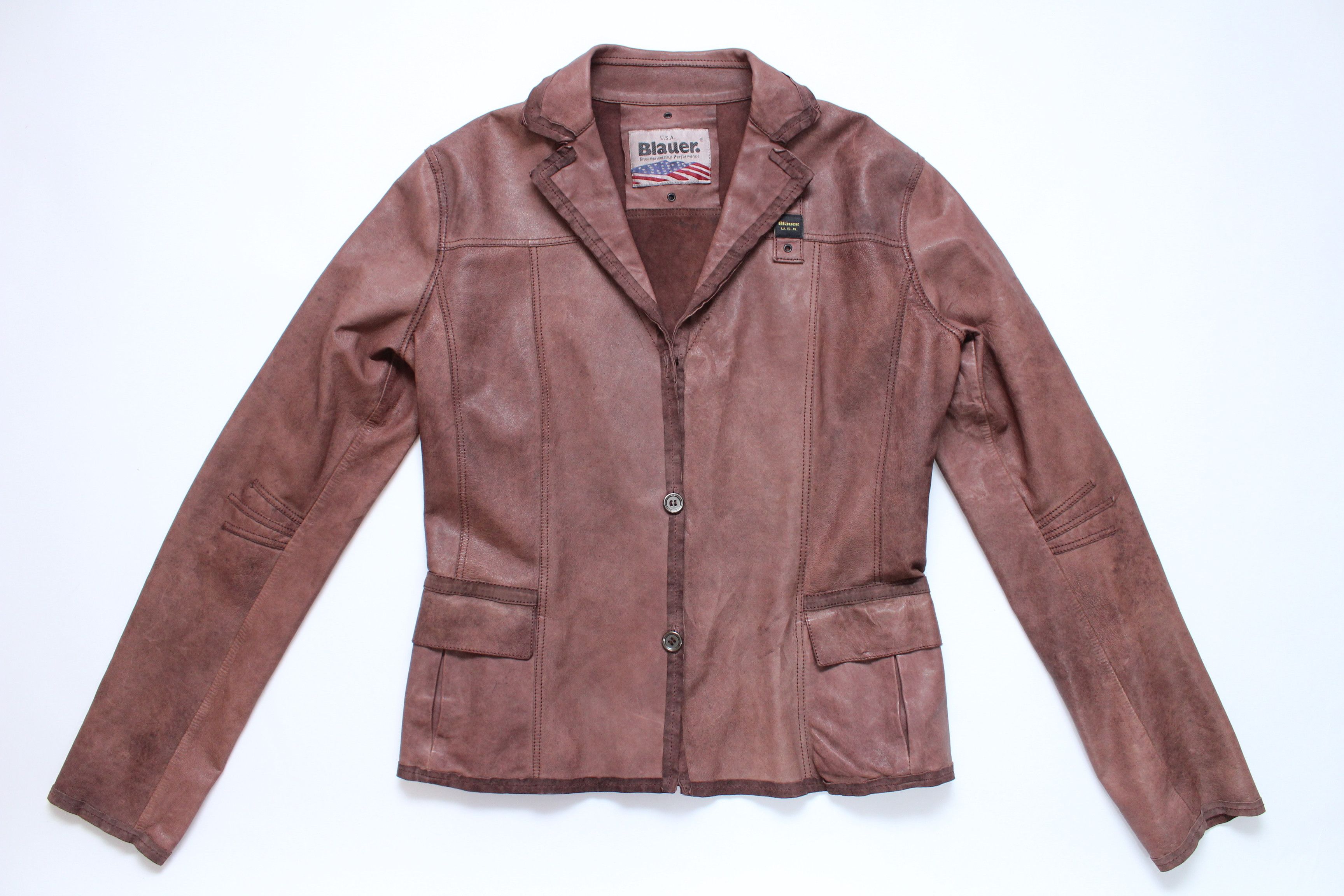 Leather Blauer USA Leather Jacket Size L Vintage Hype Streetwear Size L / US 10 / IT 46 - 2 Thumbnail