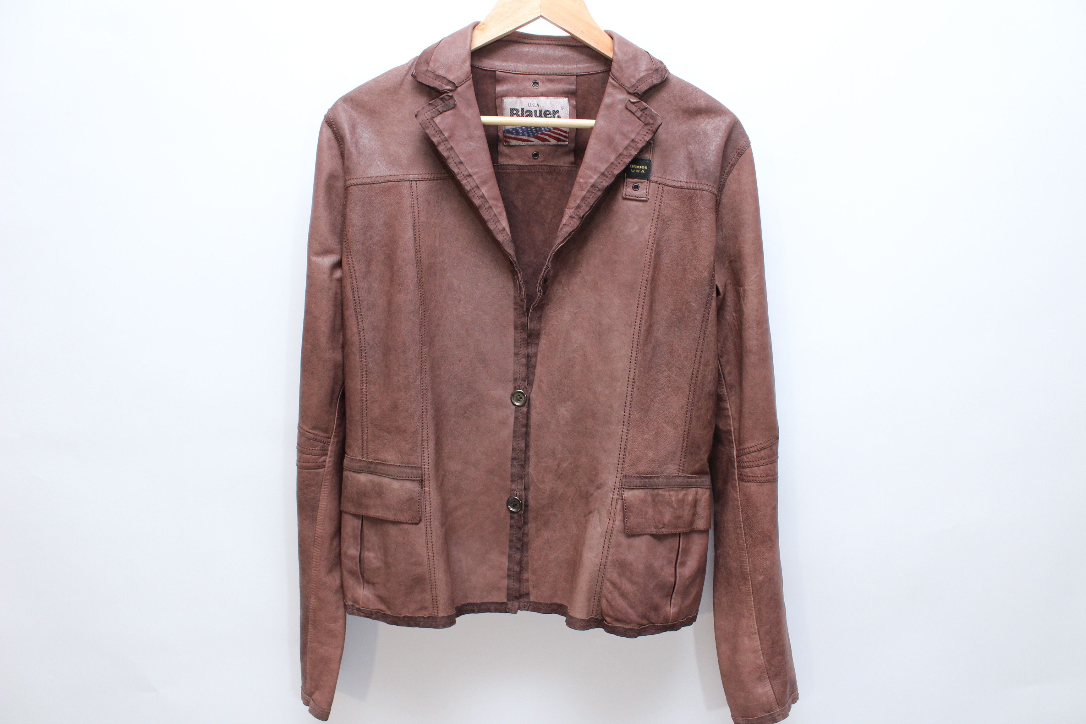 Leather Blauer USA Leather Jacket Size L Vintage Hype Streetwear Size L / US 10 / IT 46 - 5 Thumbnail