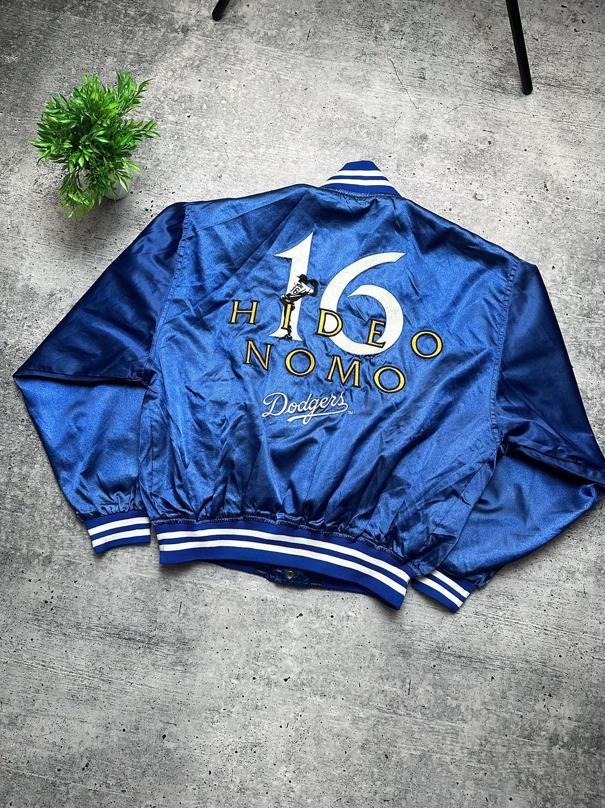 HIDEO NOMO LA DODGERS STARTER STYLE MLB JACKET SATIN JAPAN EXCLUSIVE MEN S  *RARE