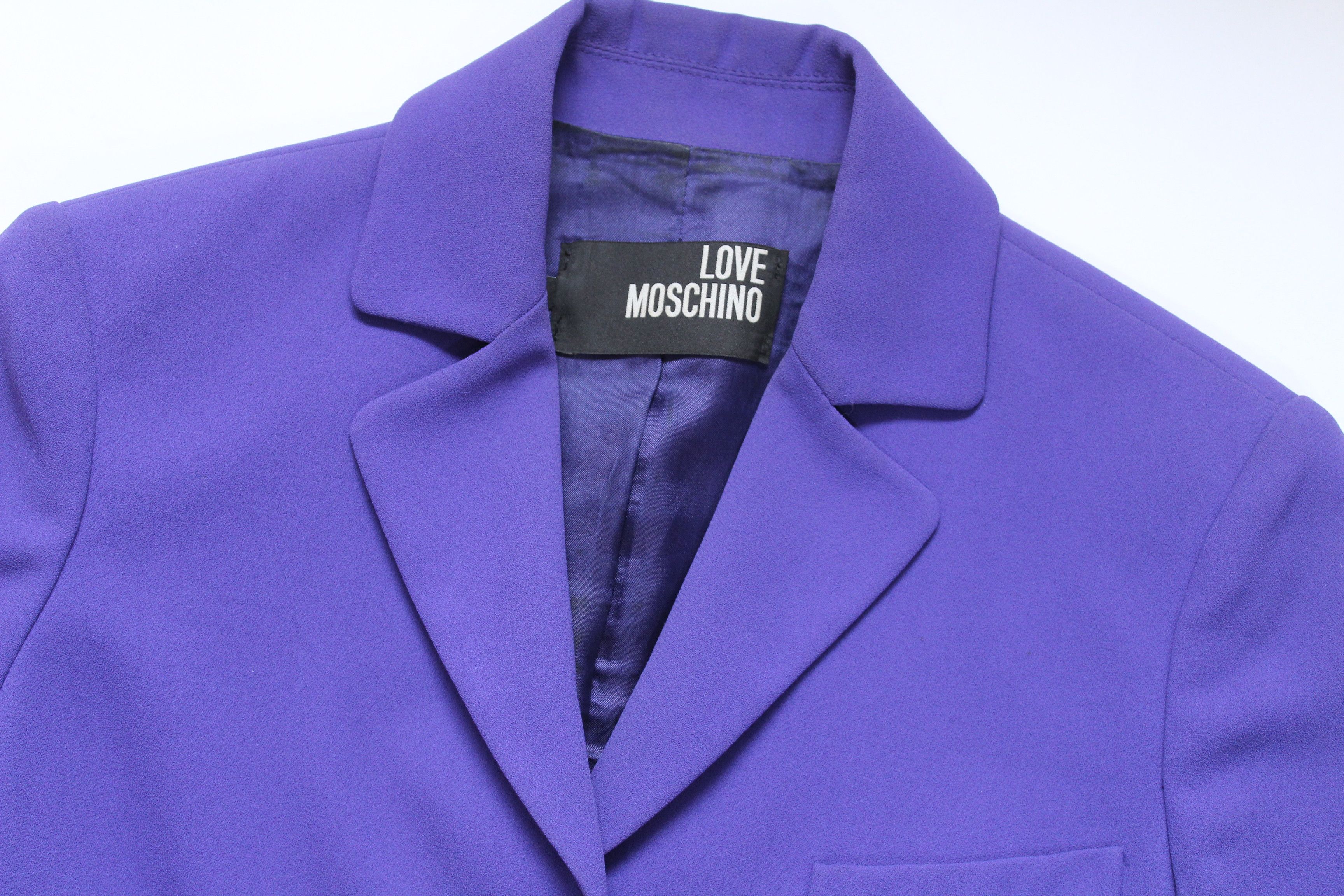 image of Moschino Love Blazer Jacket Hype Vintage Streetwear in Violet, Women's (Size Small)