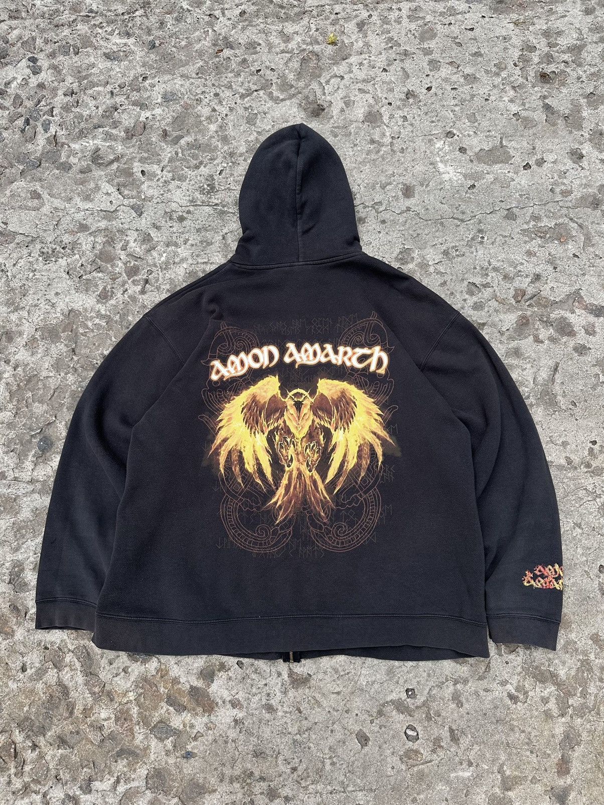 Band Tees × Vintage Vintage Amon Amarth Sun Faded Zip Up Hoodie Size US XXL / EU 58 / 5 - 1 Thumbnail
