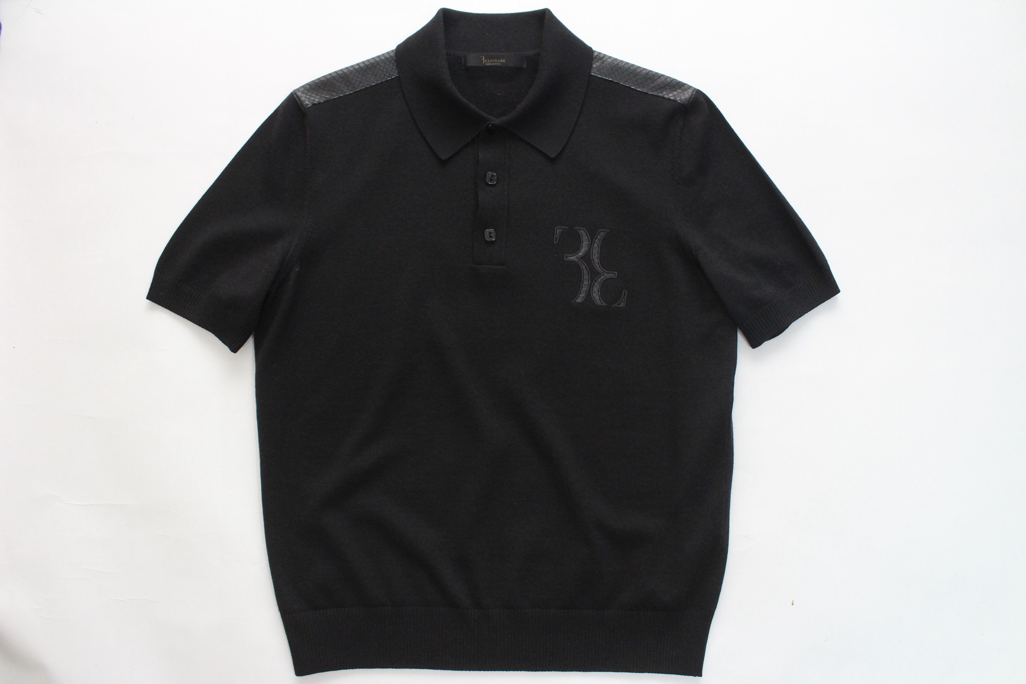 Billionaire Couture Sneak Leather T Shirt Big Logo Size XS