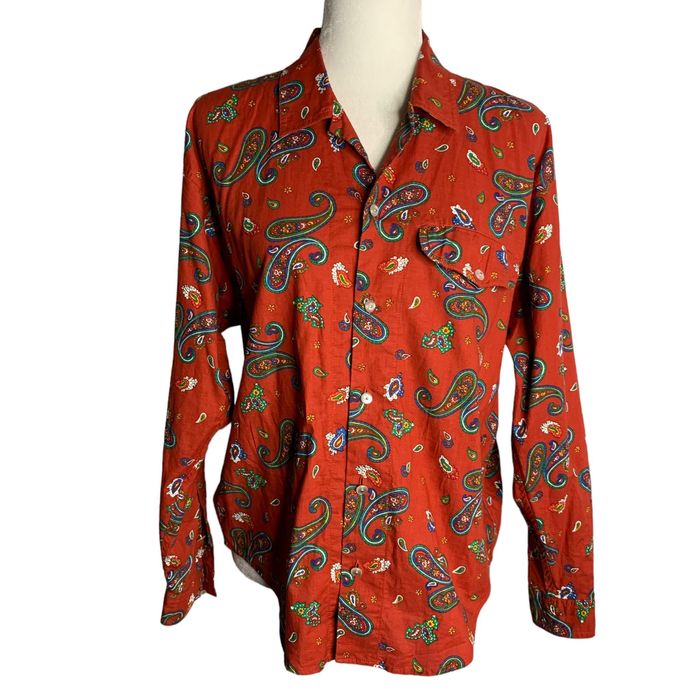 Vintage Vintage 90s Liz Wear Button Up Shirt M Red Paisley Long Slee ...