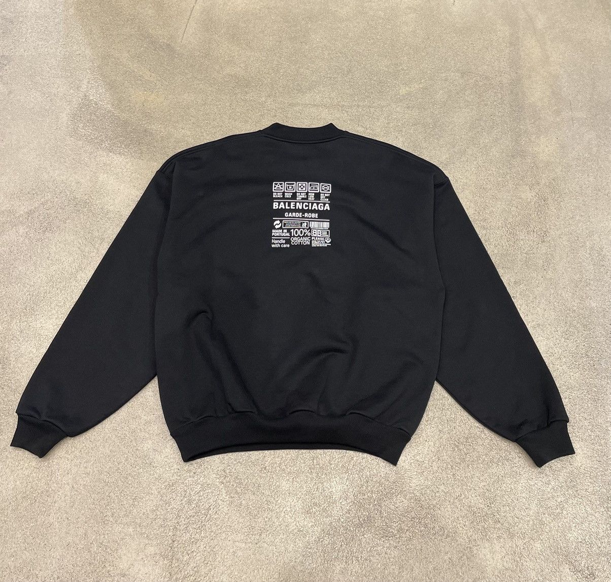 image of Balenciaga Garderobe Care Label Logo Sweatshirt in Black, Men's (Size Small)