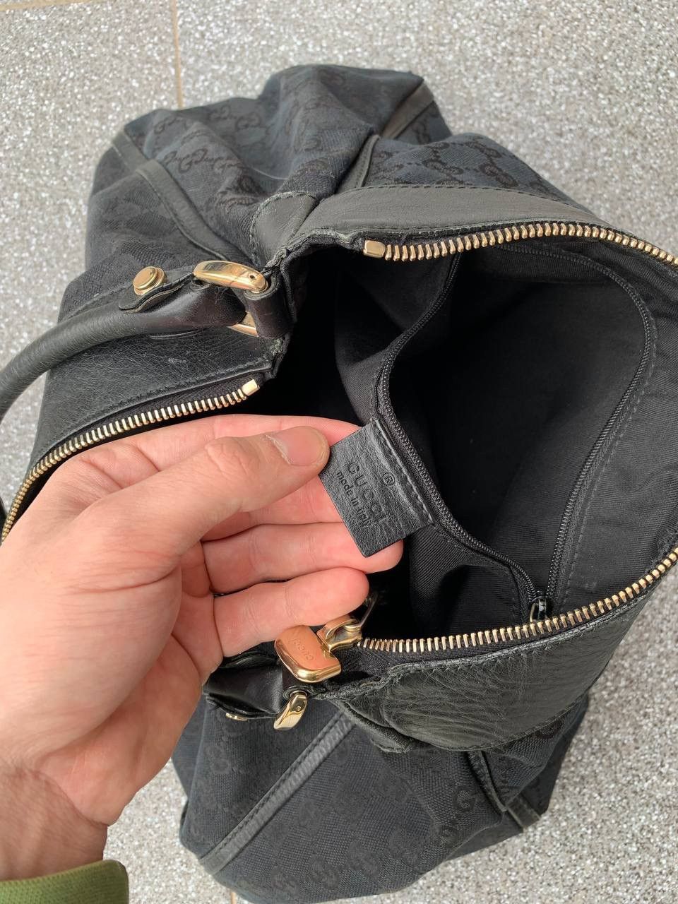 Designer × Gucci Authentic Gucci Bleck Canvas Monogram Bag - Handbag Size ONE SIZE - 9 Thumbnail
