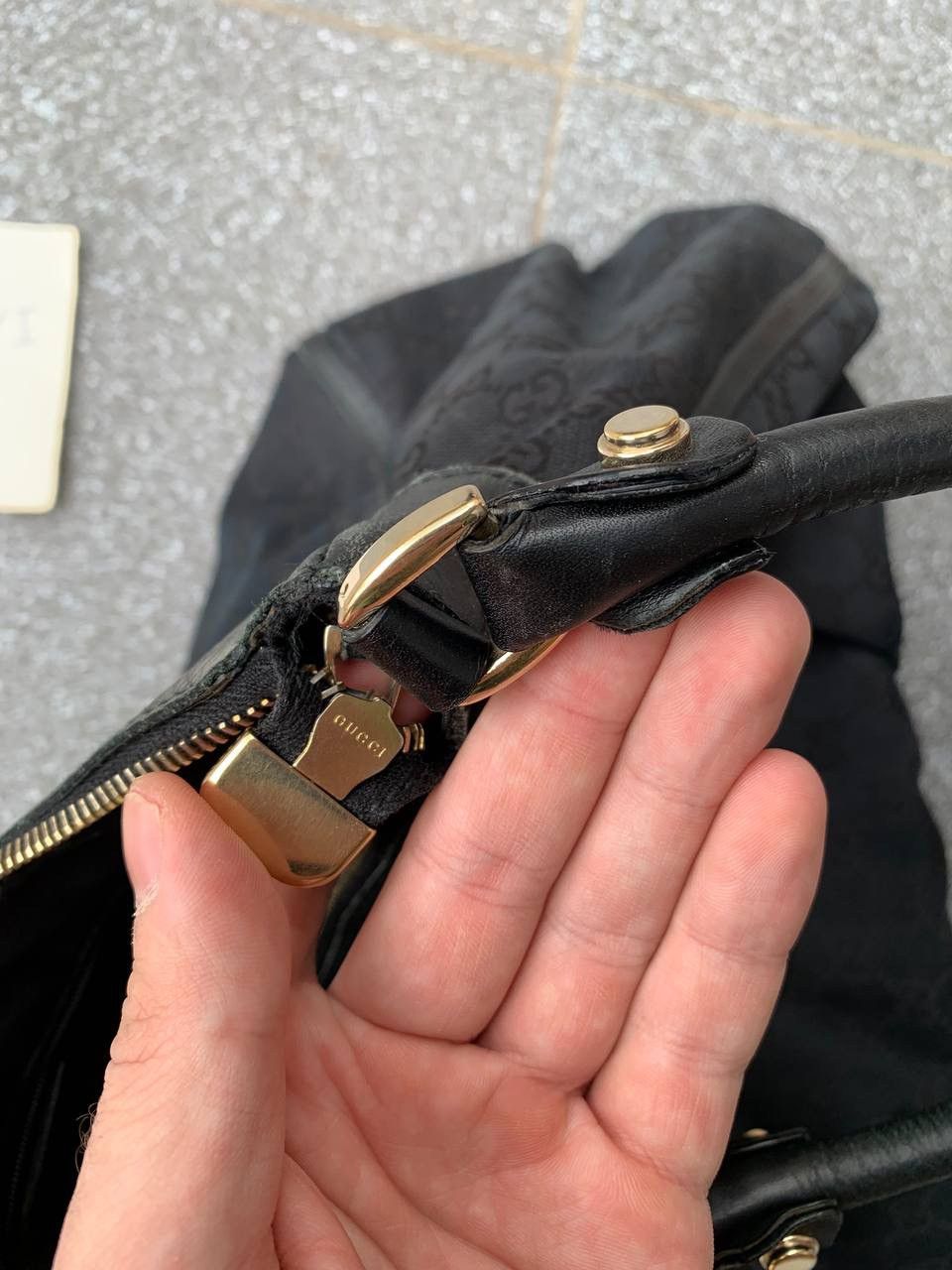 Designer × Gucci Authentic Gucci Bleck Canvas Monogram Bag - Handbag Size ONE SIZE - 6 Thumbnail