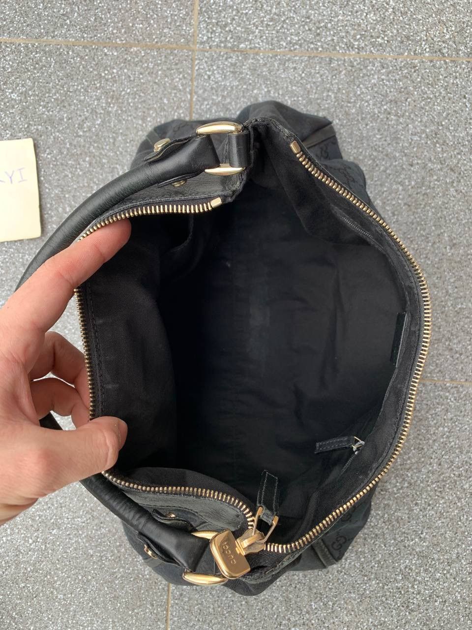 Designer × Gucci Authentic Gucci Bleck Canvas Monogram Bag - Handbag Size ONE SIZE - 7 Thumbnail