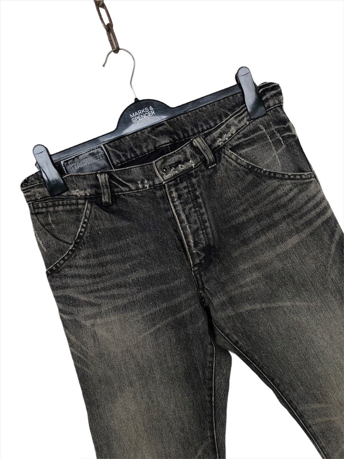 Kazuyuki Kumagai Attachment RARE🔥Faded Black Curved/J Shape Leg Durable Denim Size US 32 / EU 48 - 5 Thumbnail