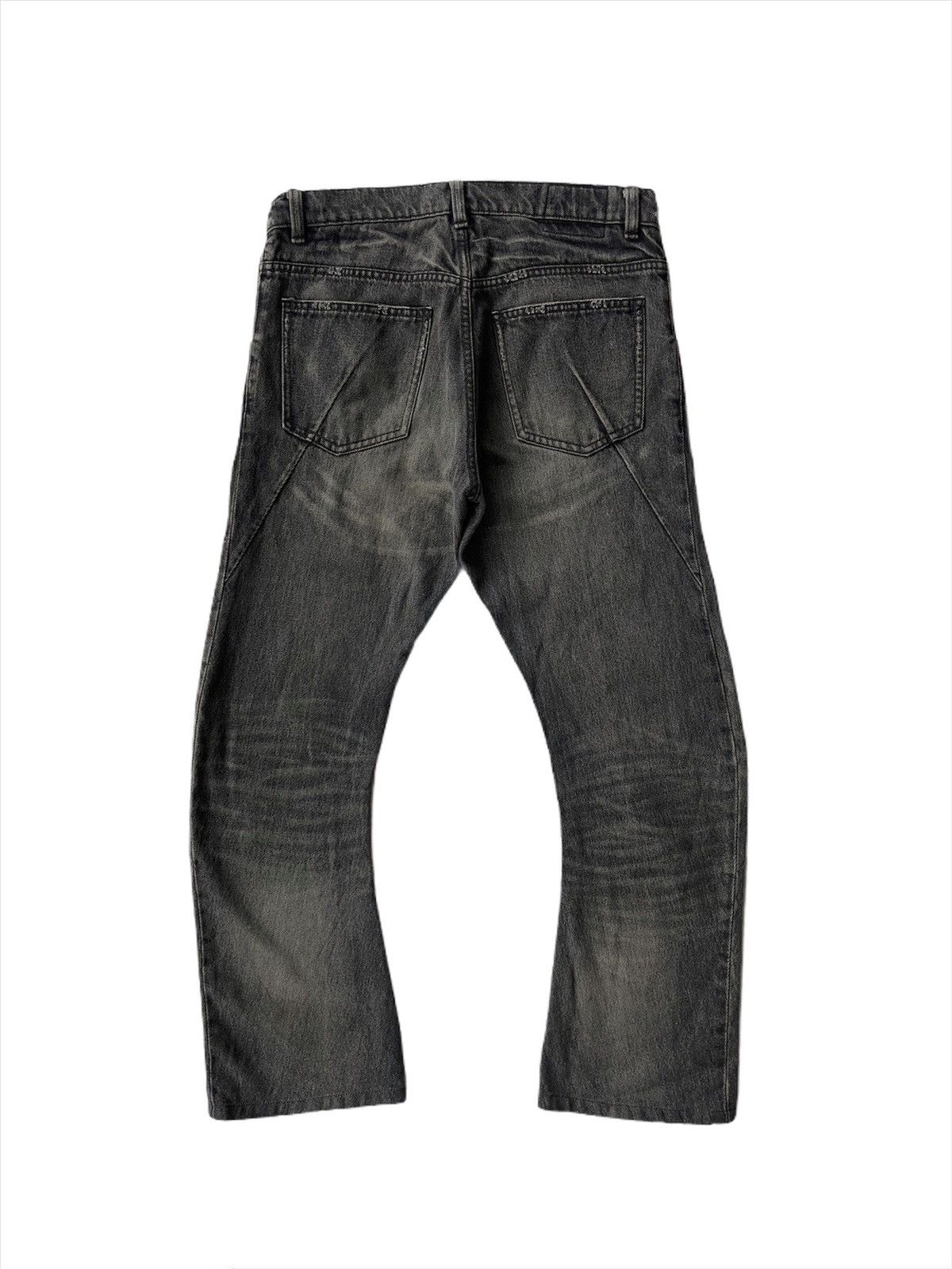 Kazuyuki Kumagai Attachment RARE🔥Faded Black Curved/J Shape Leg Durable Denim Size US 32 / EU 48 - 2 Thumbnail