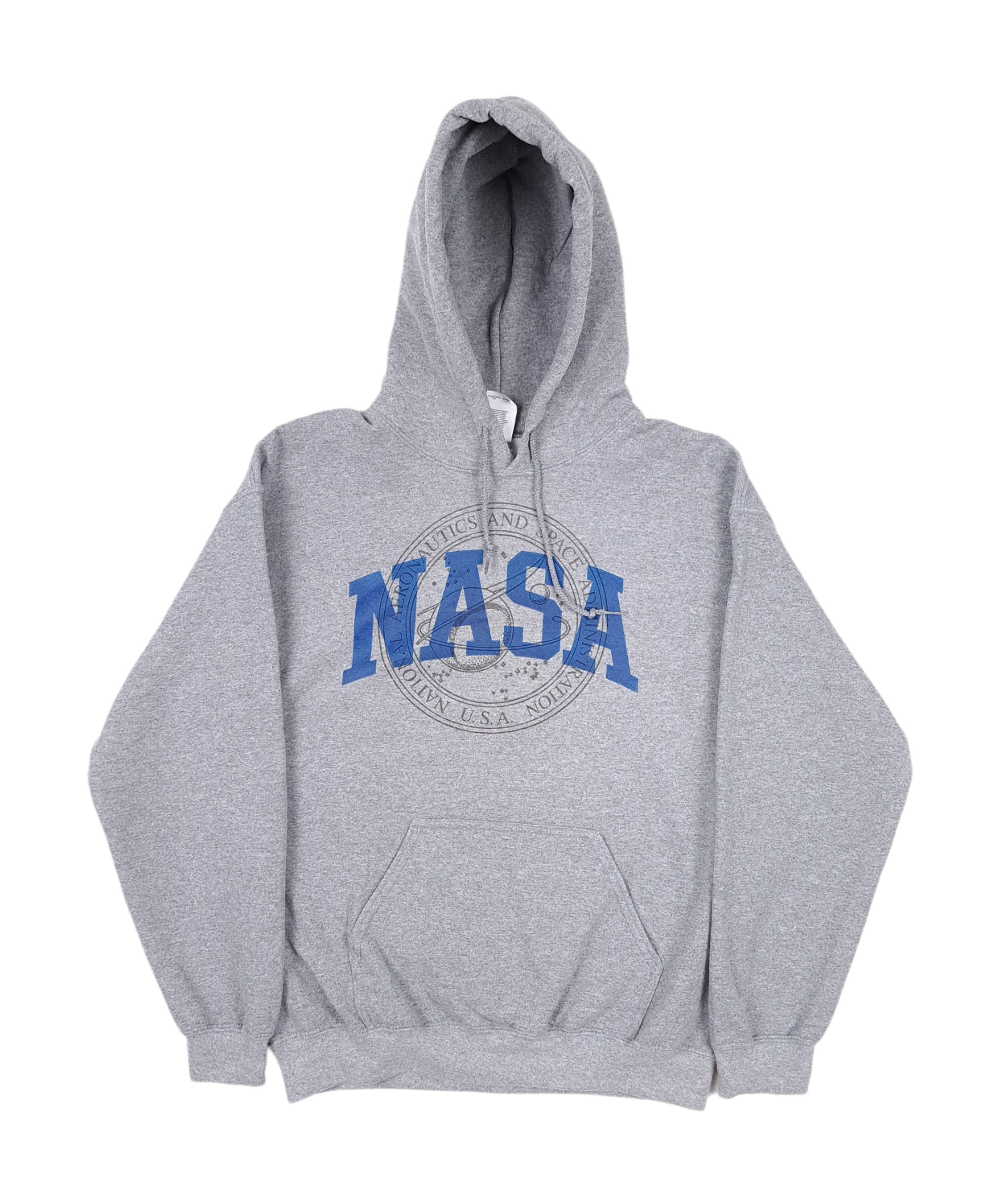 Vintage Vintage M Nasa Gray Hoodie Sweatshirt Blue Gildan | Grailed