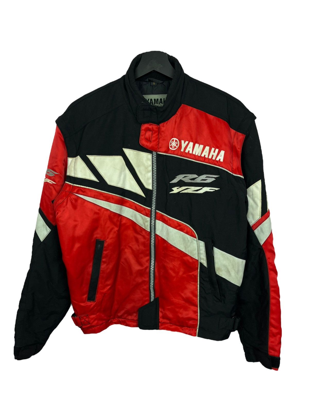 image of Vintage Yamaha Transformer Moto Racing R Series Jacket in Black/Red, Men's (Size Small)