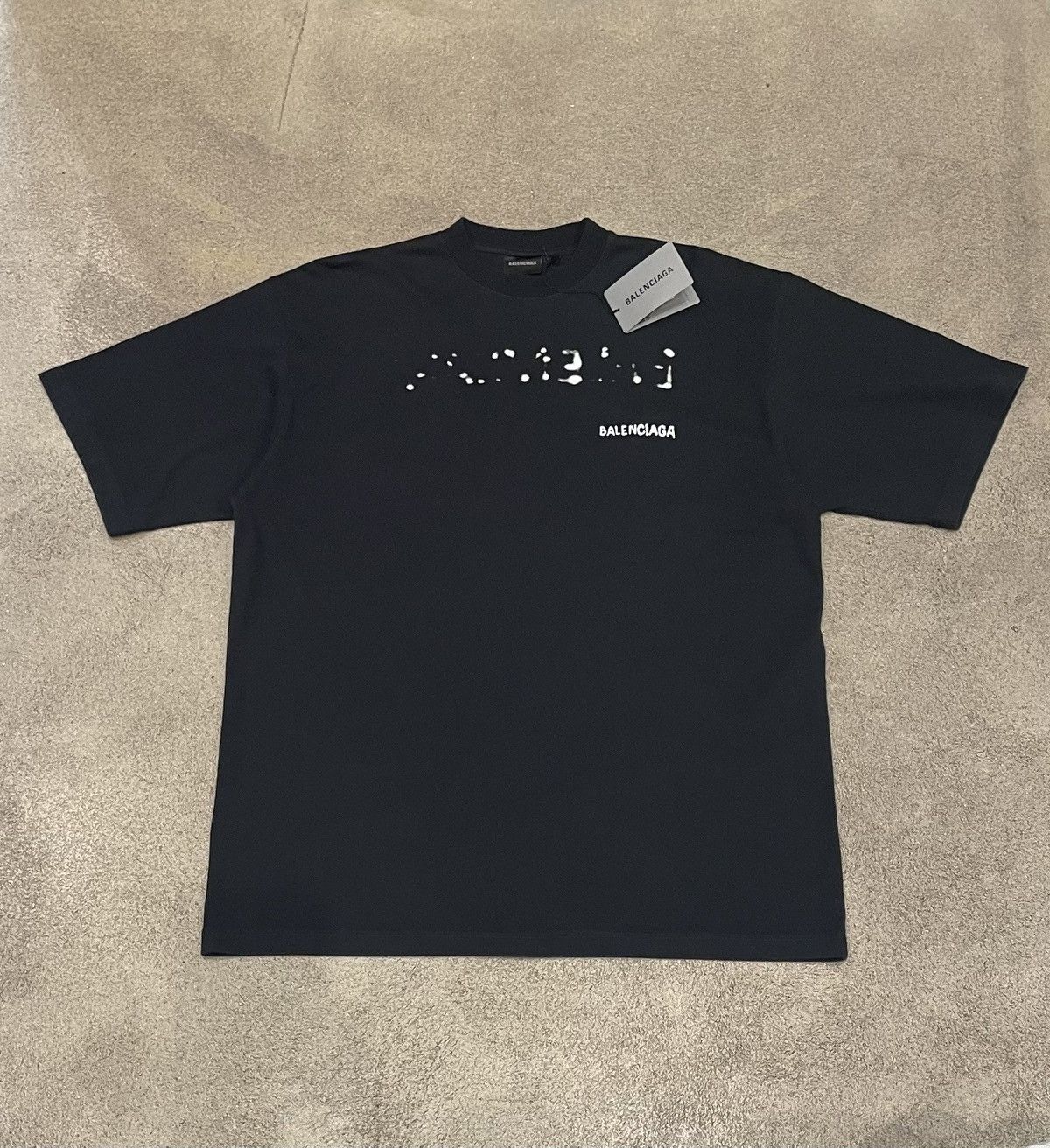 image of Balenciaga Hand Drawn Logo T-Shirt in Black, Men's (Size Small)