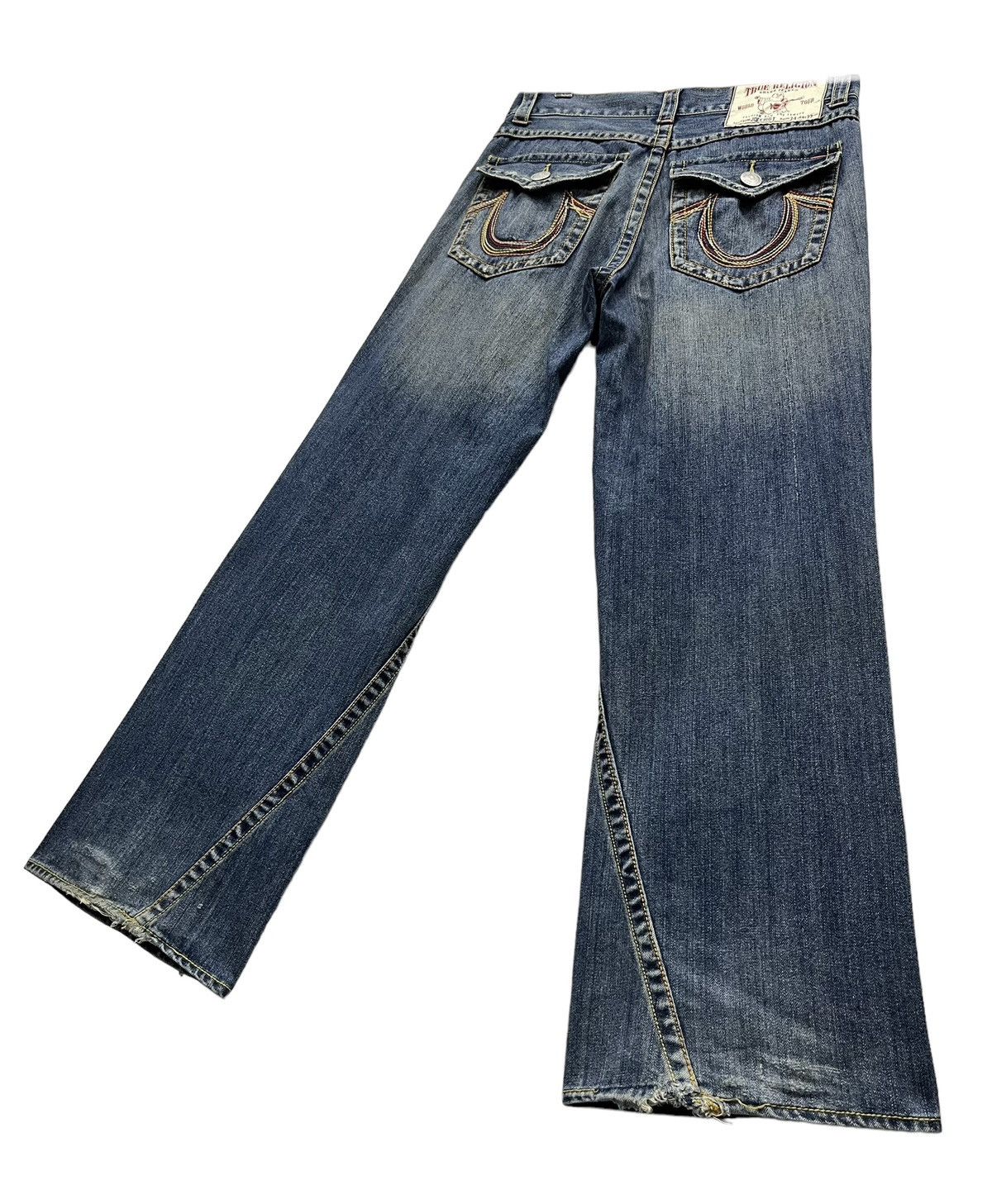 True Religion × Vintage 🔥SICK TRUE RELIGION JOEY BIG T Distressed Baggy Flared💥 Size US 33 - 6 Thumbnail