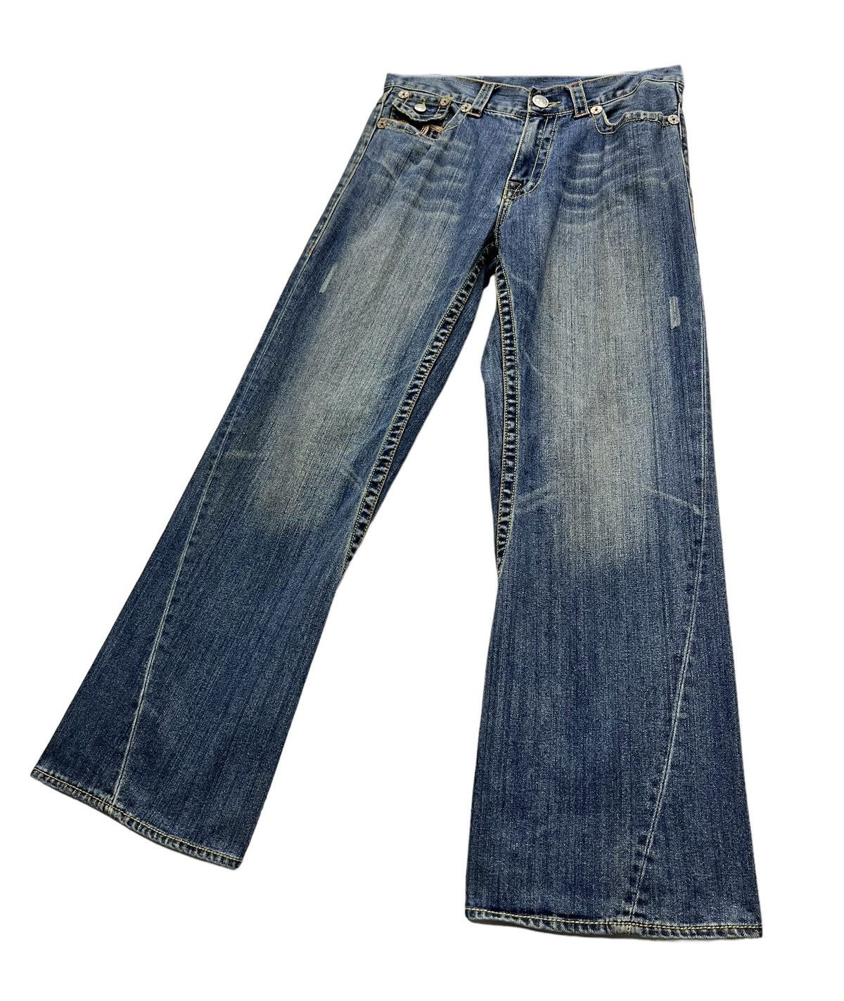 True Religion × Vintage 🔥SICK TRUE RELIGION JOEY BIG T Distressed Baggy Flared💥 Size US 33 - 4 Thumbnail