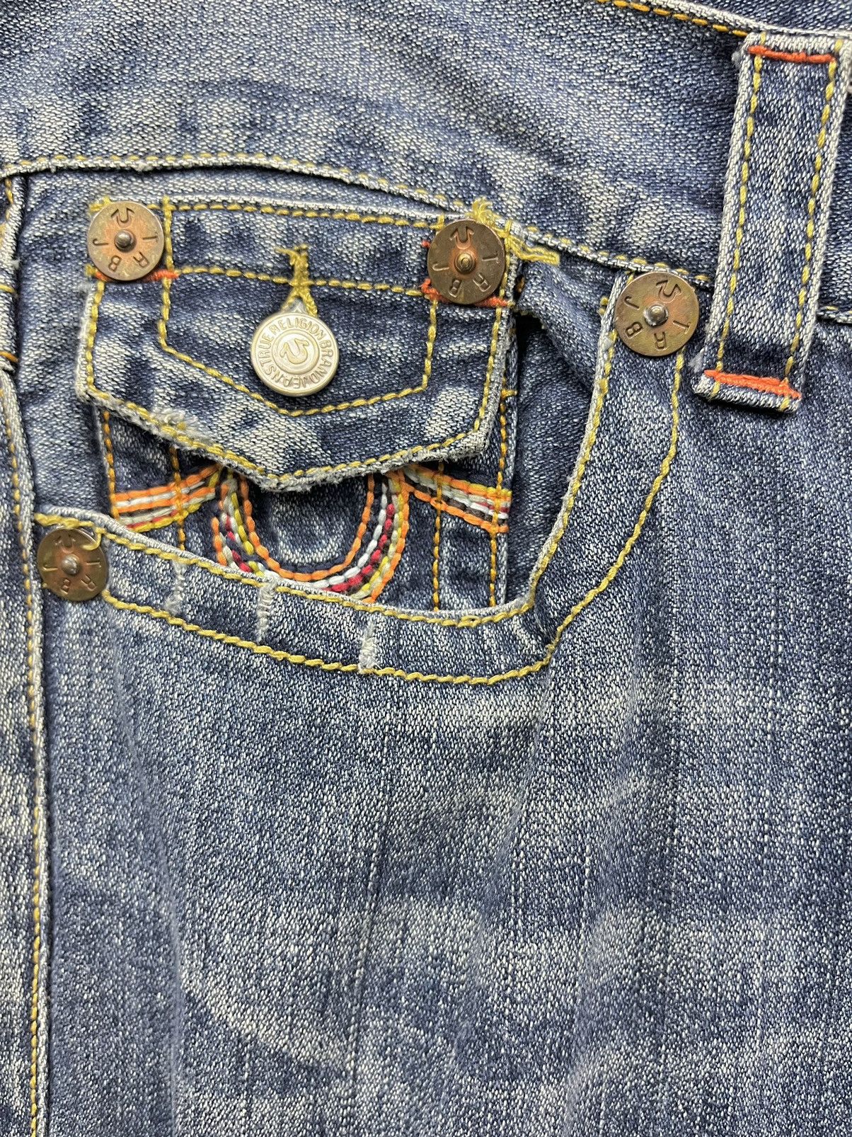 True Religion × Vintage 🔥SICK TRUE RELIGION JOEY BIG T Distressed Baggy Flared💥 Size US 33 - 9 Thumbnail
