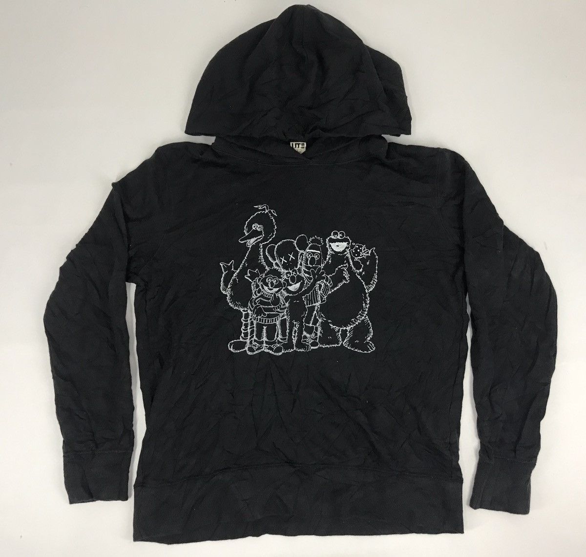 image of Vintage Sesame Street X Kaws Cartoon Characters Sweatshirt in Black, Men's (Size Medium)