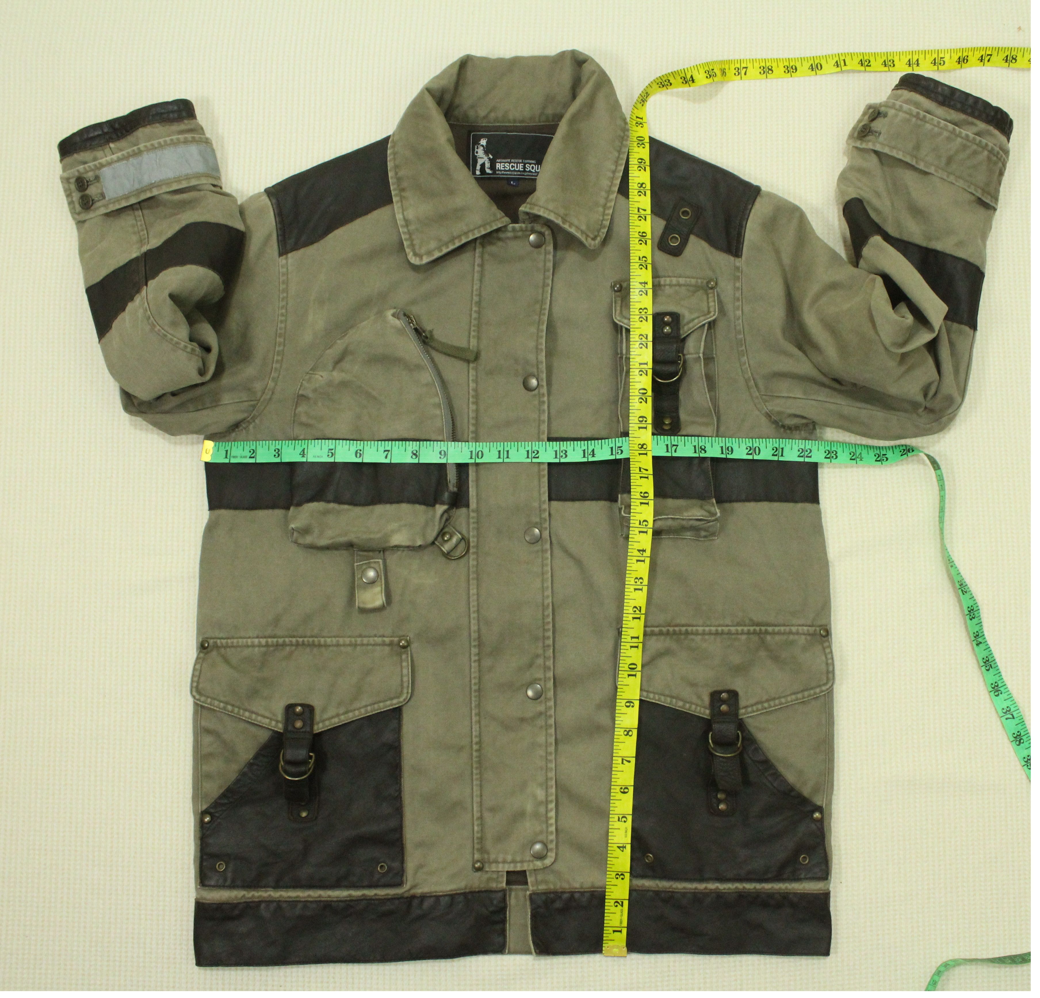If Six Was Nine × Tornado Mart × Yasuyuki Ishii RESCUE SQUAD Jacket Fireman Leather/Cotton Herringbone Size US M / EU 48-50 / 2 - 23 Thumbnail