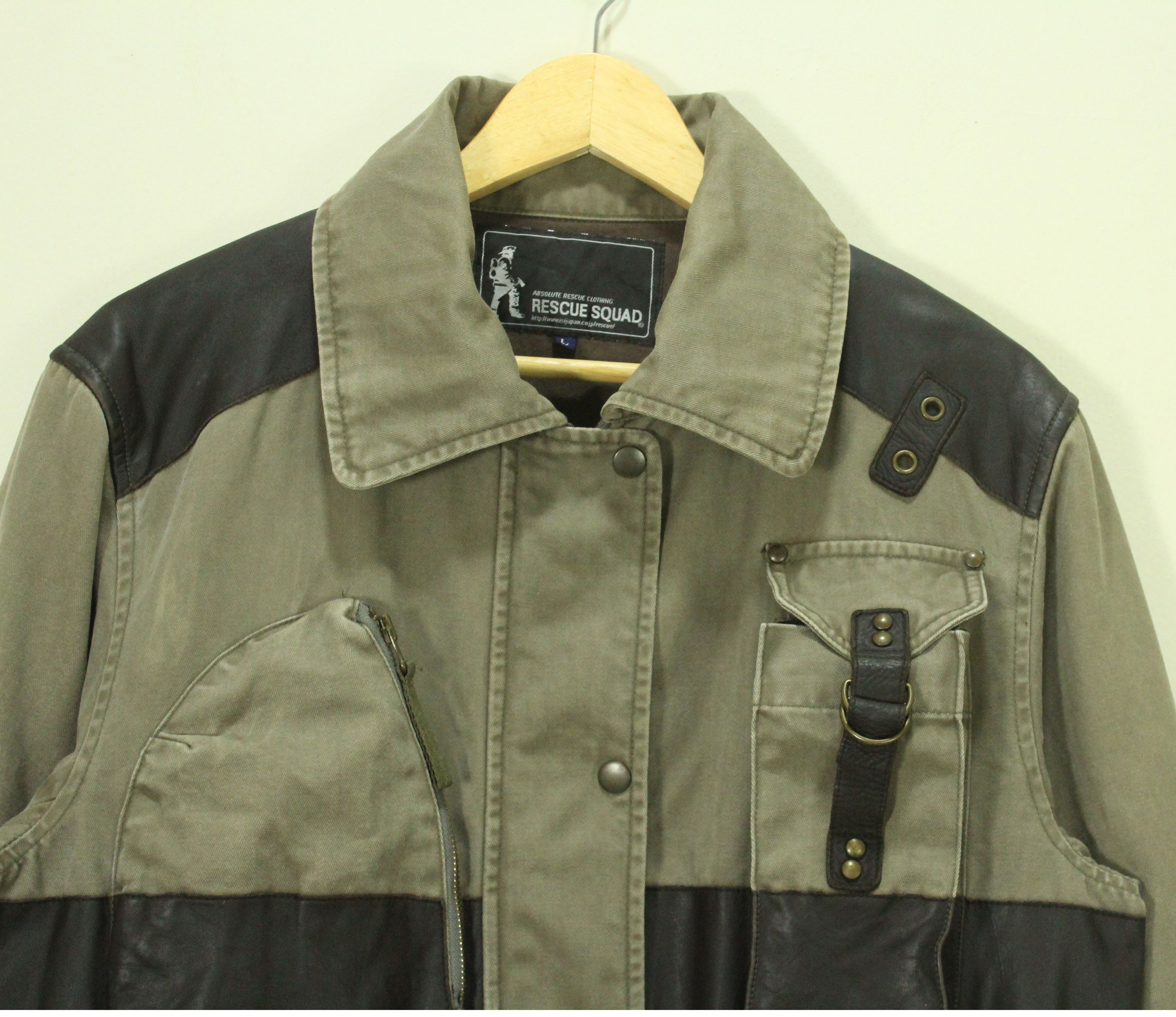 If Six Was Nine × Tornado Mart × Yasuyuki Ishii RESCUE SQUAD Jacket Fireman Leather/Cotton Herringbone Size US M / EU 48-50 / 2 - 3 Thumbnail