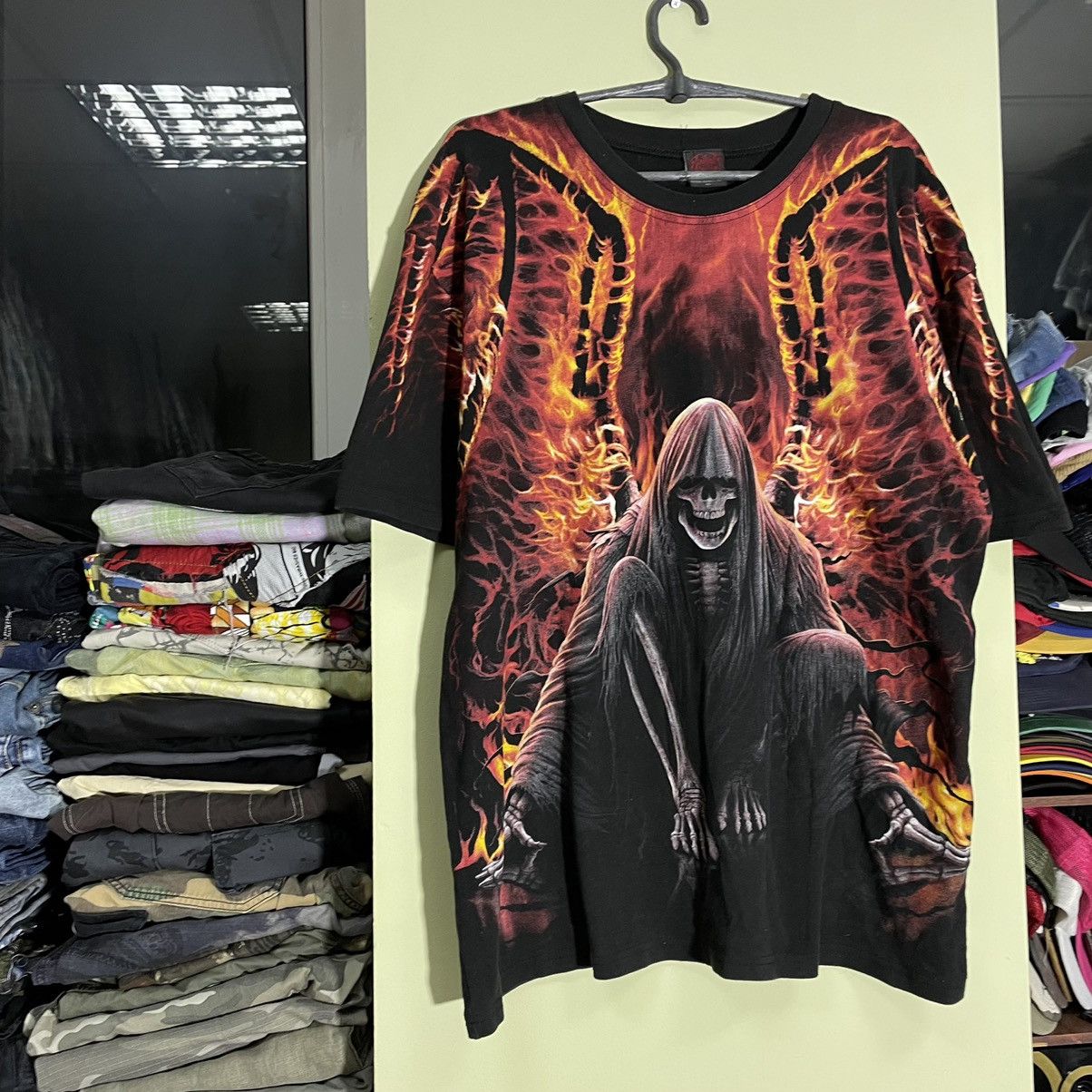 Vintage Vintage Y2K Grim Reaper Graphic Tee Dark Horror Streetwear X Size US XXL / EU 58 / 5 - 2 Thumbnail