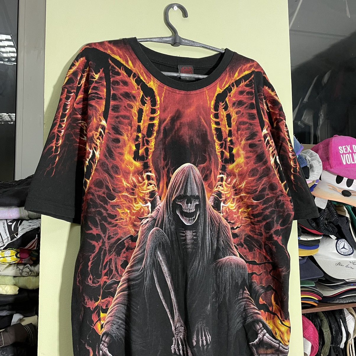 Vintage Vintage Y2K Grim Reaper Graphic Tee Dark Horror Streetwear X Size US XXL / EU 58 / 5 - 4 Thumbnail