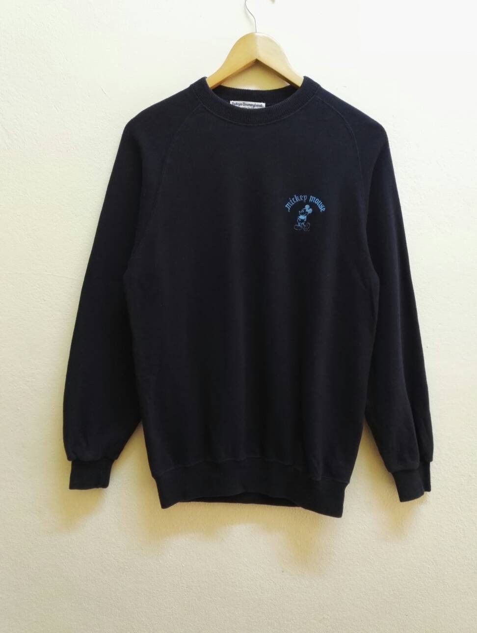 image of Tokyo Disneyland Mickey Mouse Sweatshirt Made In Japan in Navy Blue, Men's (Size Large)