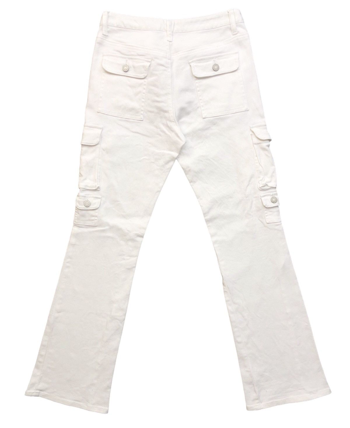 Japanese Brand Oririn Denim Multipocket Flared Bootcut Cargo White Pants Size US 28 / EU 44 - 2 Thumbnail