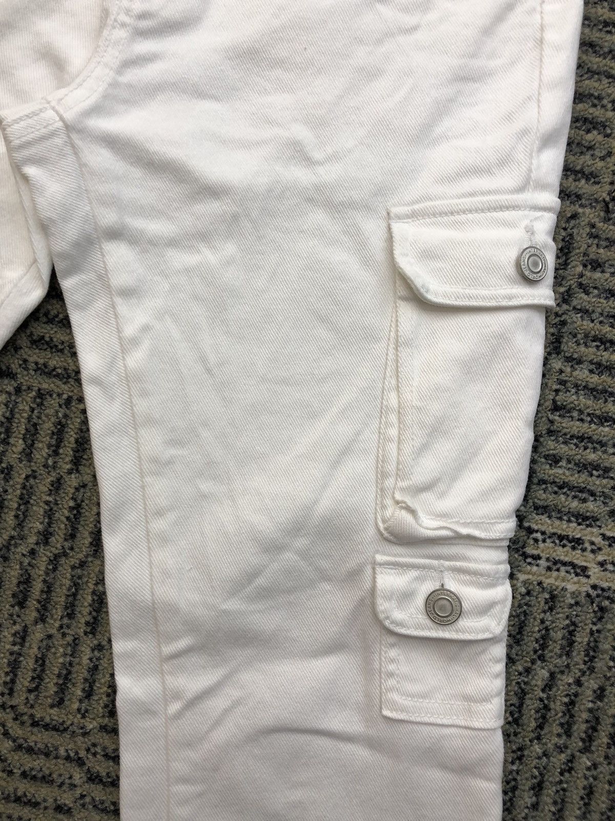 Japanese Brand Oririn Denim Multipocket Flared Bootcut Cargo White Pants Size US 28 / EU 44 - 9 Thumbnail