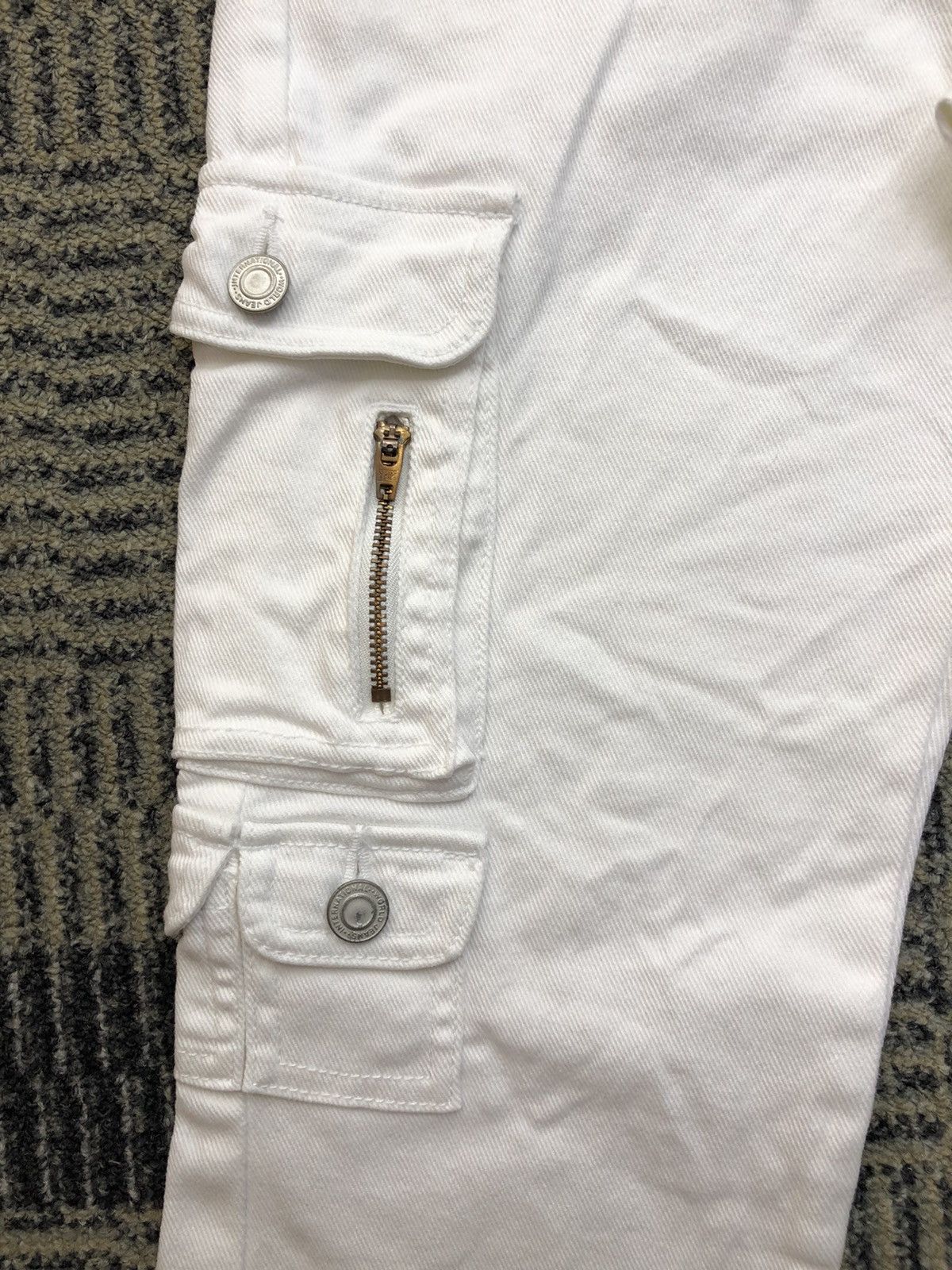 Japanese Brand Oririn Denim Multipocket Flared Bootcut Cargo White Pants Size US 28 / EU 44 - 8 Thumbnail