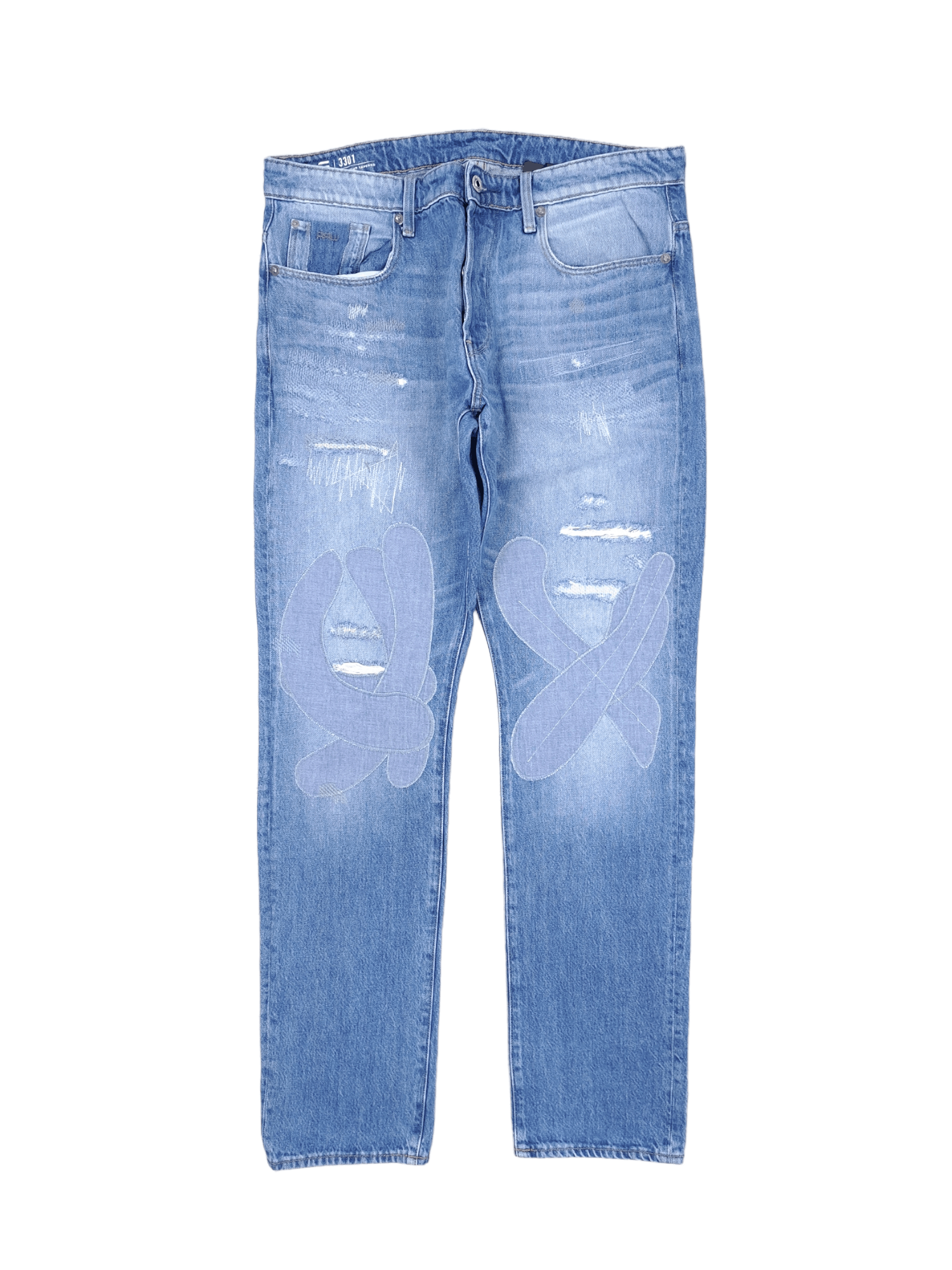 G-Star 💎 G-star 33/32 Straight Tapered Tape Blue Custom Jeans Size US 33 - 1 Thumbnail