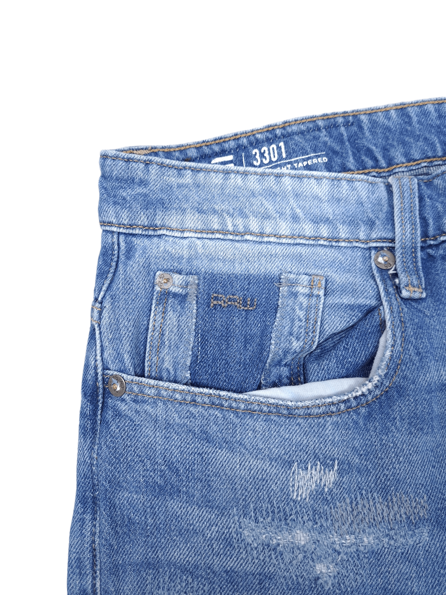 G-Star 💎 G-star 33/32 Straight Tapered Tape Blue Custom Jeans Size US 33 - 6 Thumbnail
