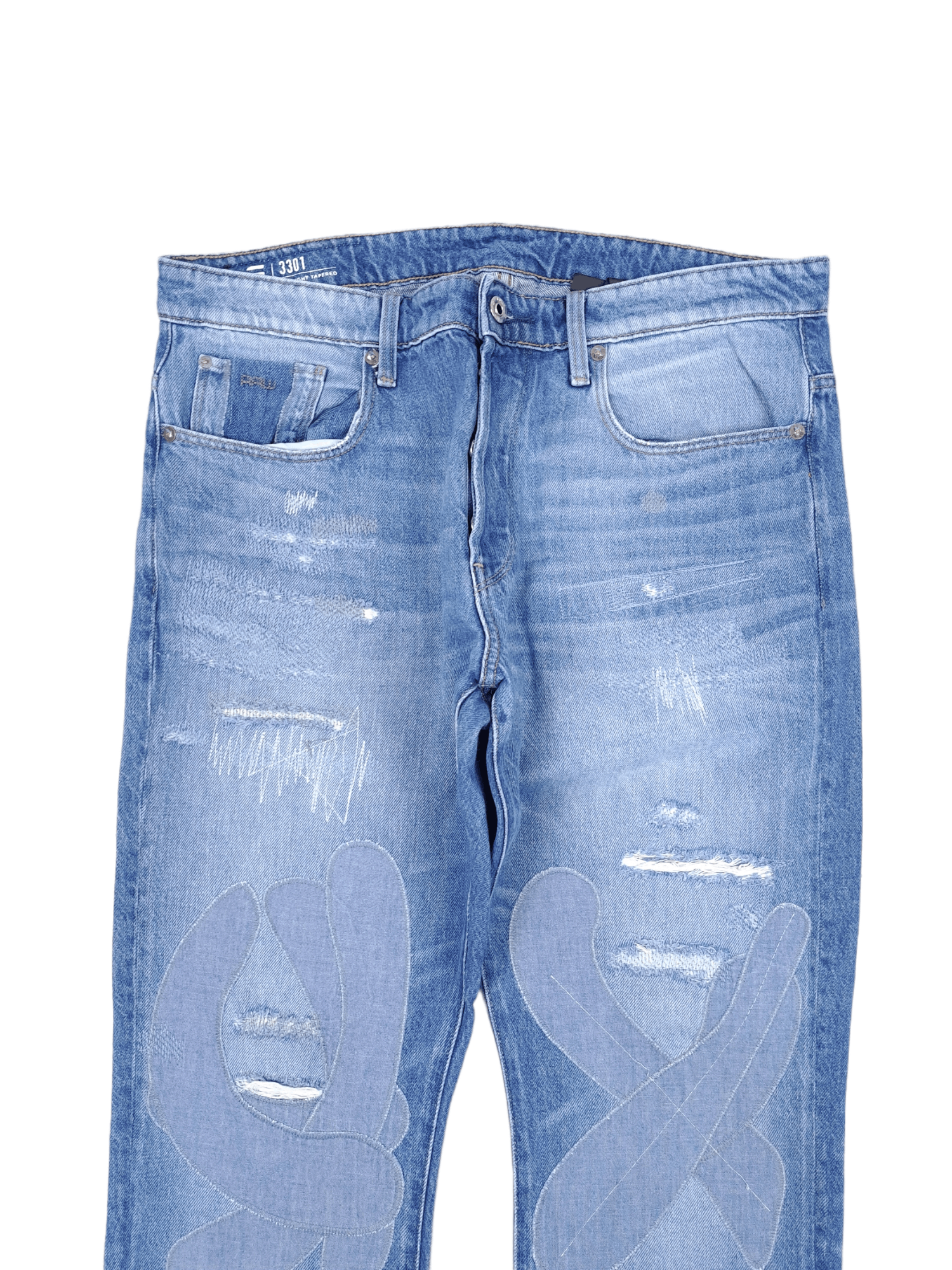 G-Star 💎 G-star 33/32 Straight Tapered Tape Blue Custom Jeans Size US 33 - 3 Thumbnail